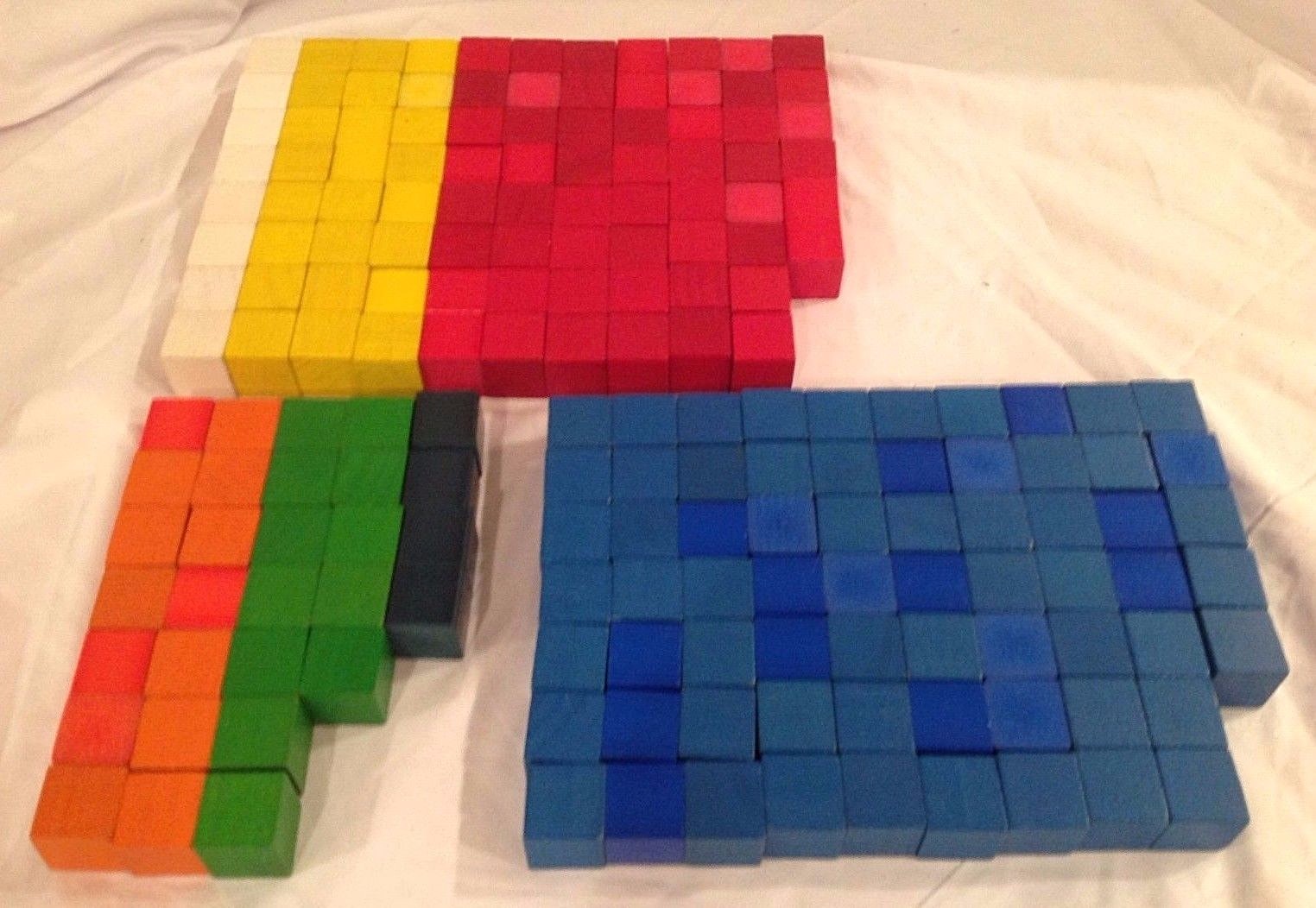 Educational Math Wood Cubes Pattern Blocks Weights School Teacher Learning Lot