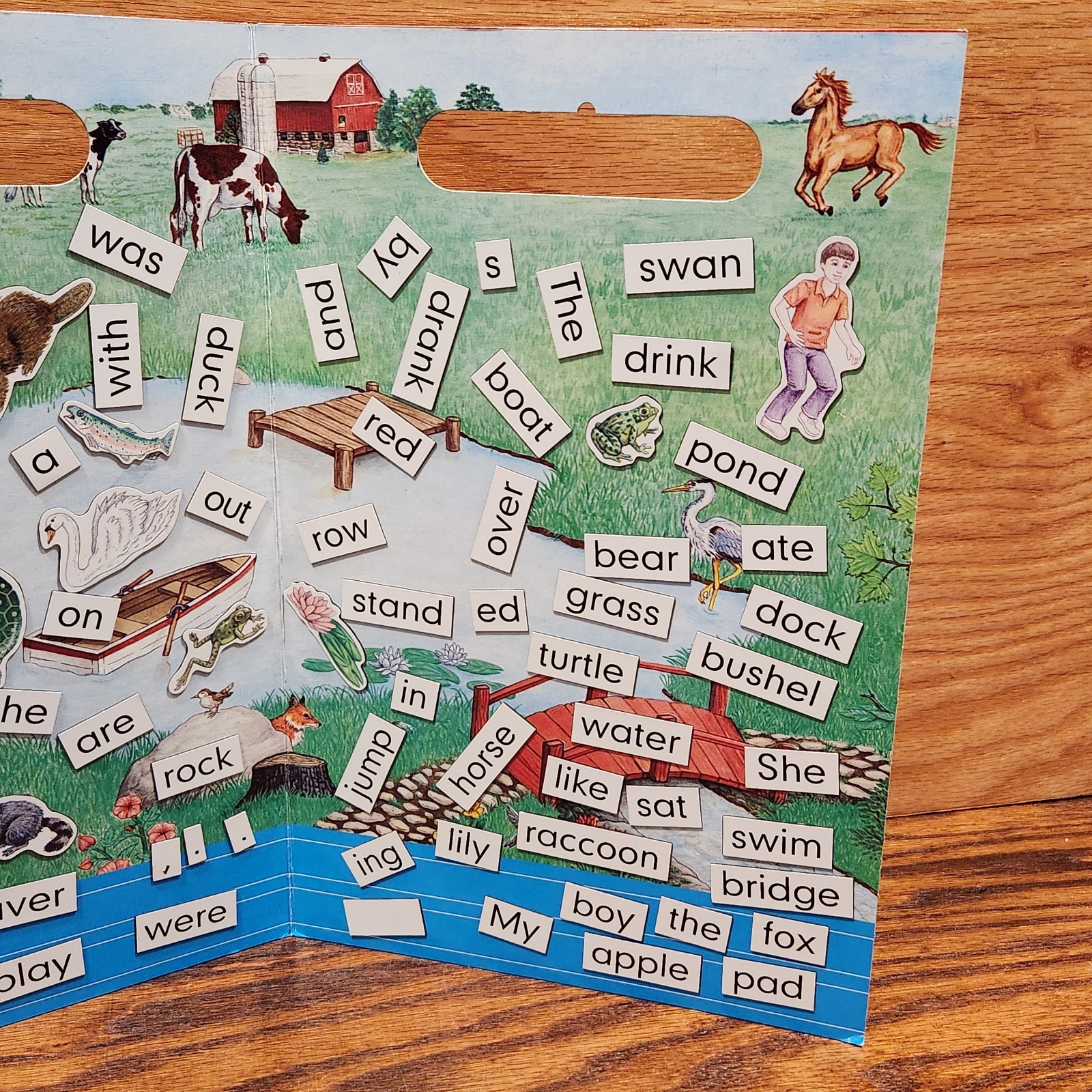 Vintage Create A Story Scene Magnetic At The Pond Kids Travel Play Toy Mat 7436