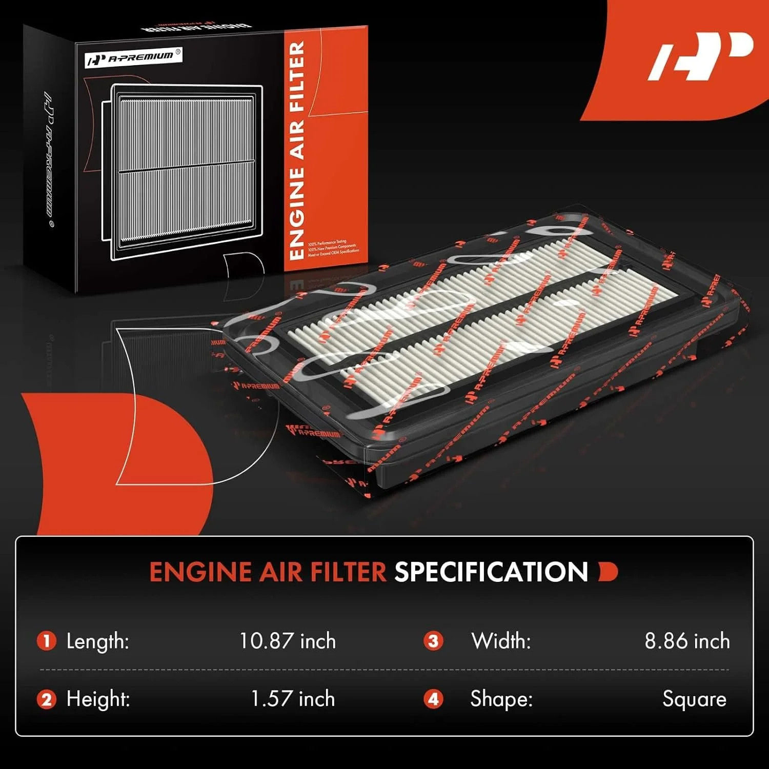 A-Premium Engine Air Filter Compatible with Hyundai & Kia – Santa Fe 2010-2012,