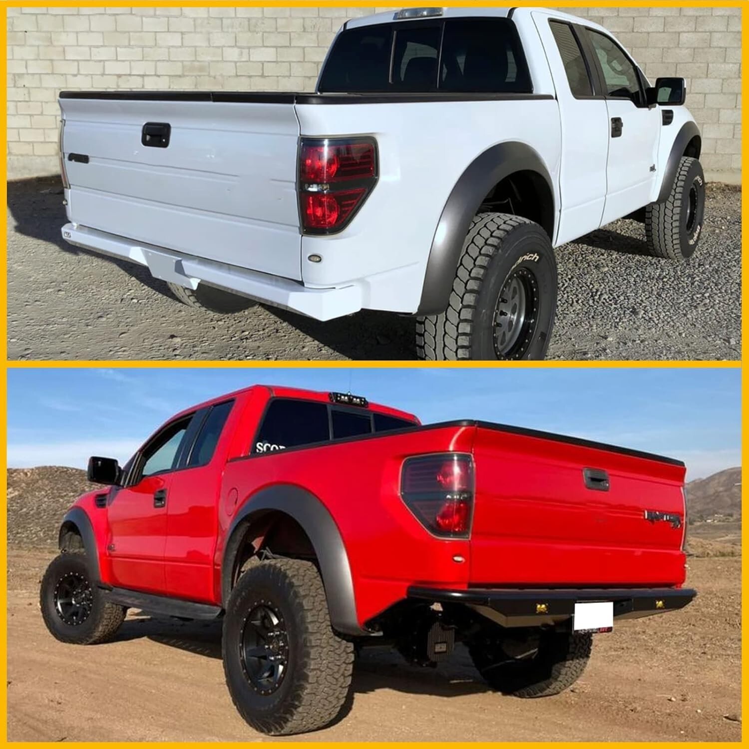 09-14 Ford F150 Tail Lights Brake Signal Red Housing Assembly Pair Black Trim