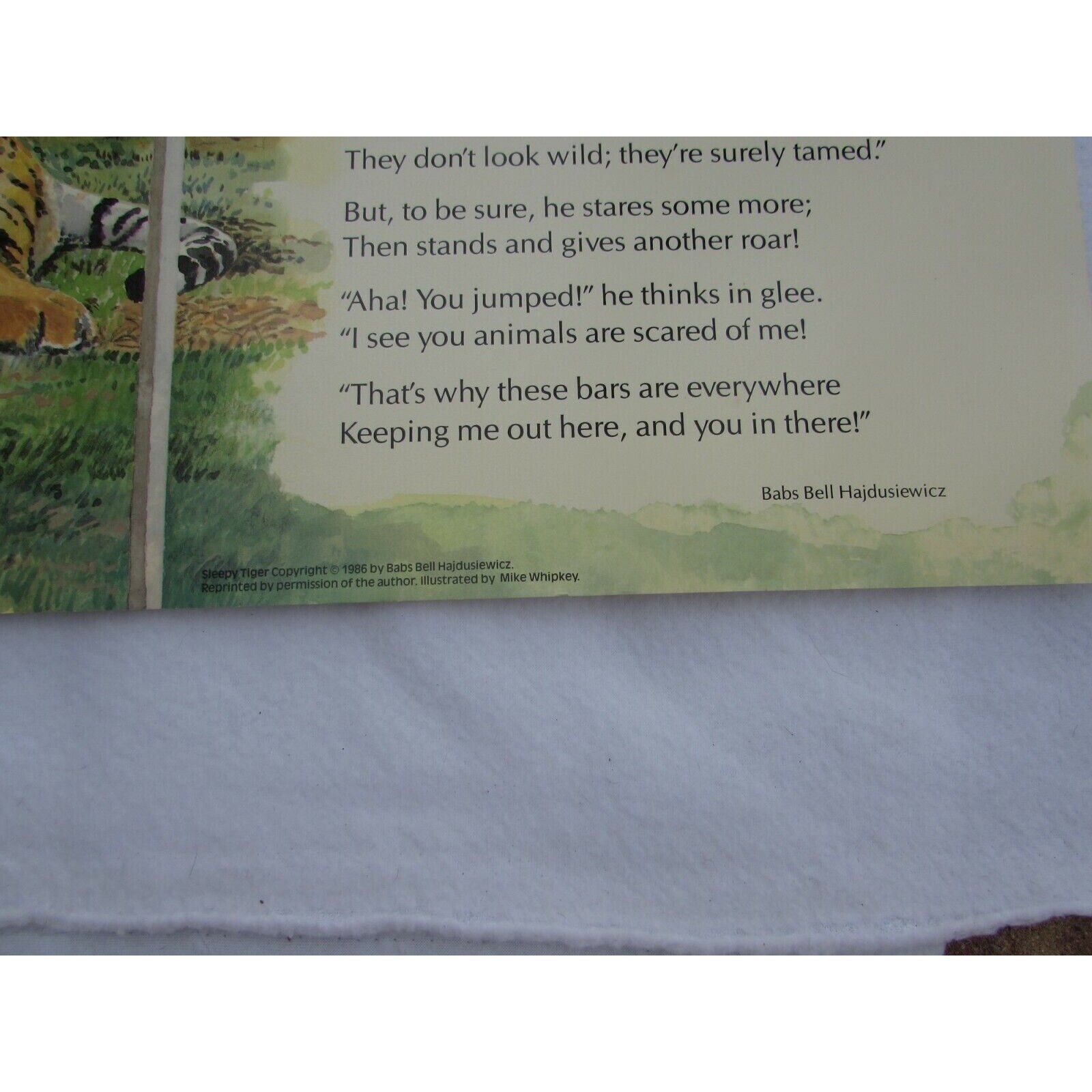 Sleepy Tiger Grade School Poster Babs Bell Hajdusiewicz 30246 Poetry VNTG