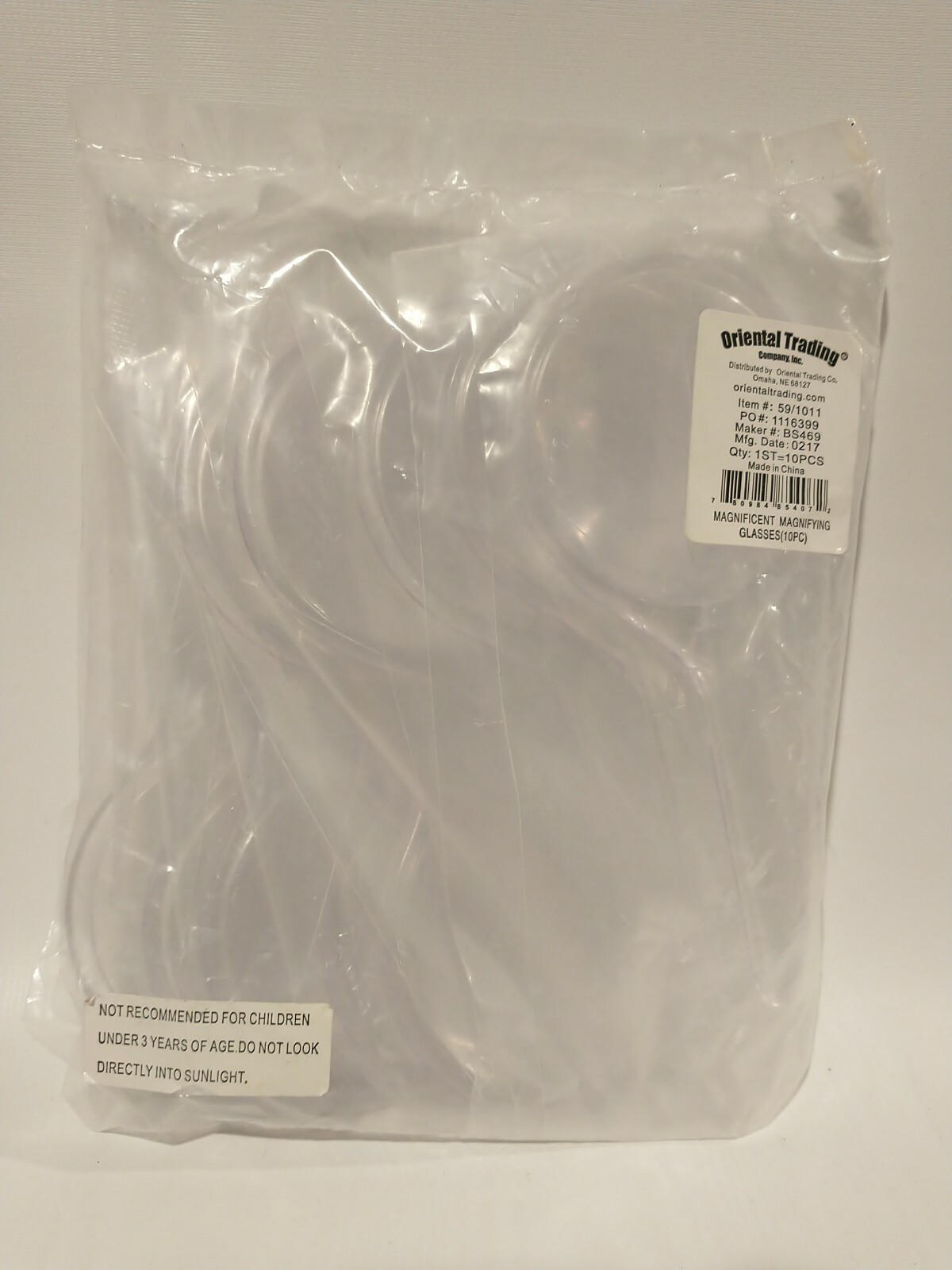 MAGNIFYING GLASSES – PACK OF 10 – PLASTIC 5 1/4″ – KIDS SCIENCE – NEW, SEALED