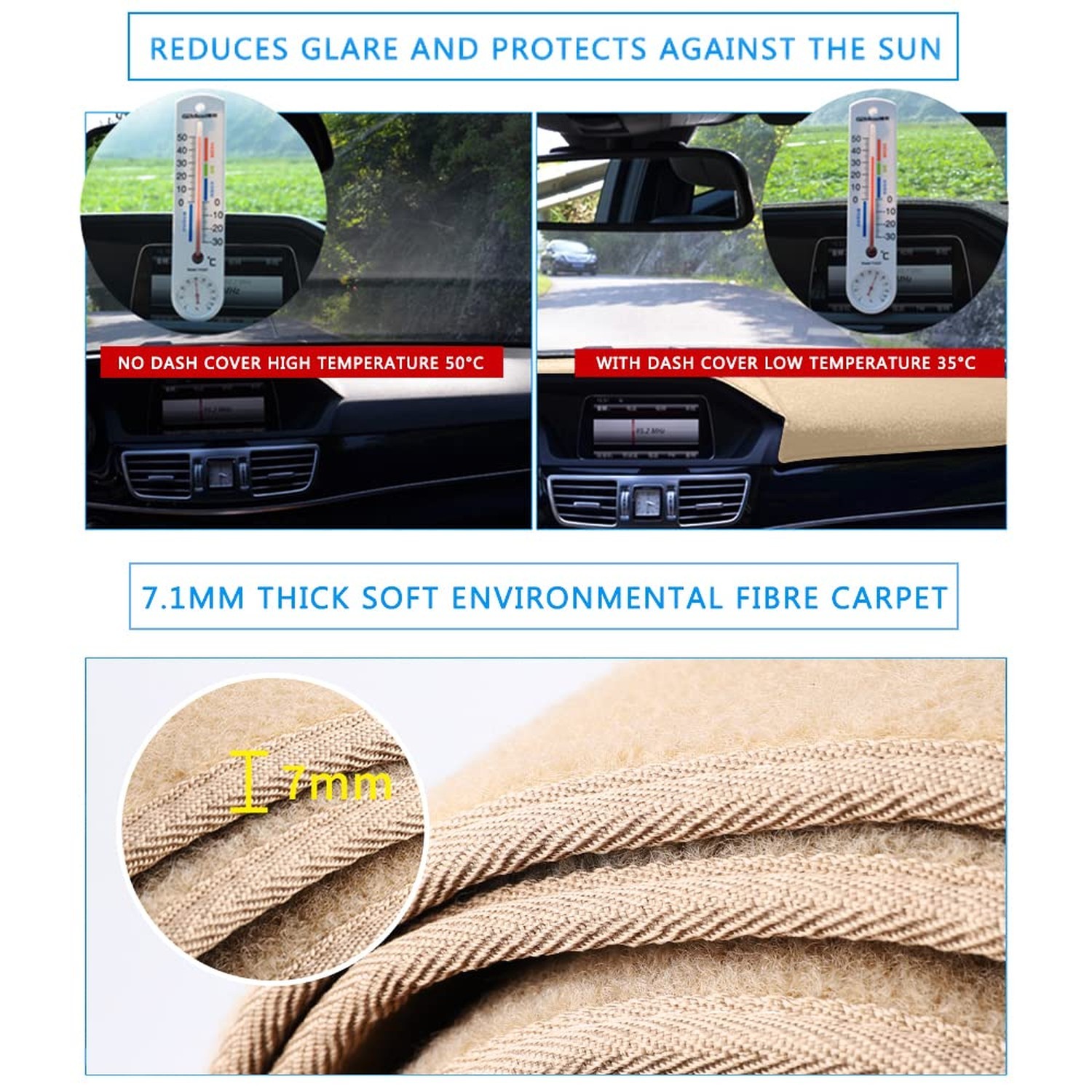 Car Carpet Dashboard Cover,Dash Cover Mat Fit for Toyota Camry 2007 2008 2009…