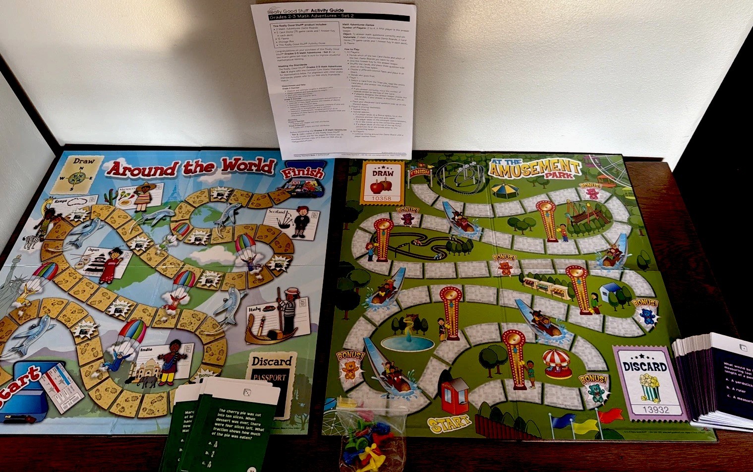 Really Good Stuff Math Adventures Grades 2-3 Set 2 Classroom Math Board Game Kit