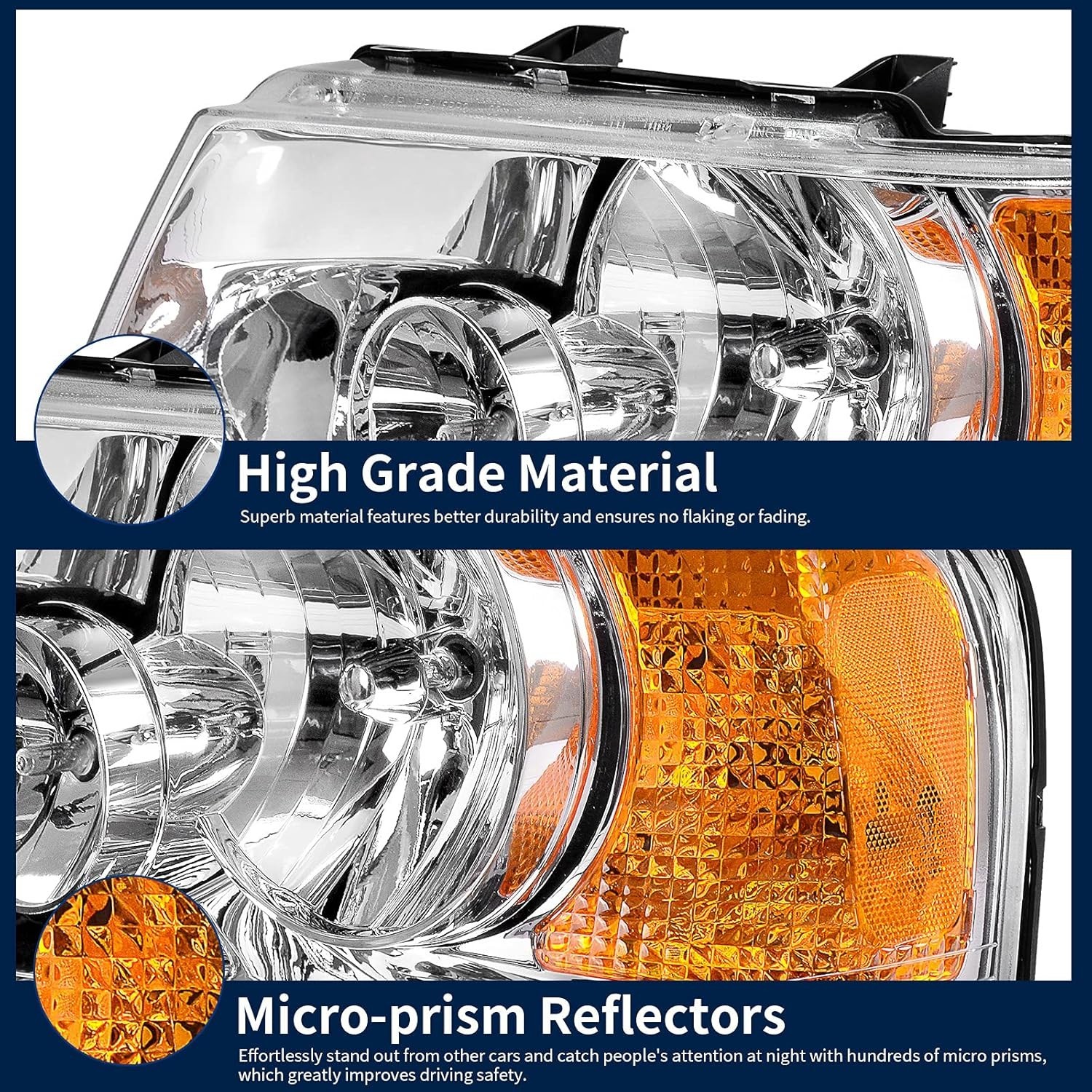 Headlights Assembly Compatible with 03 04 05 06 2003 2004 2005 2006 Ford Expedi