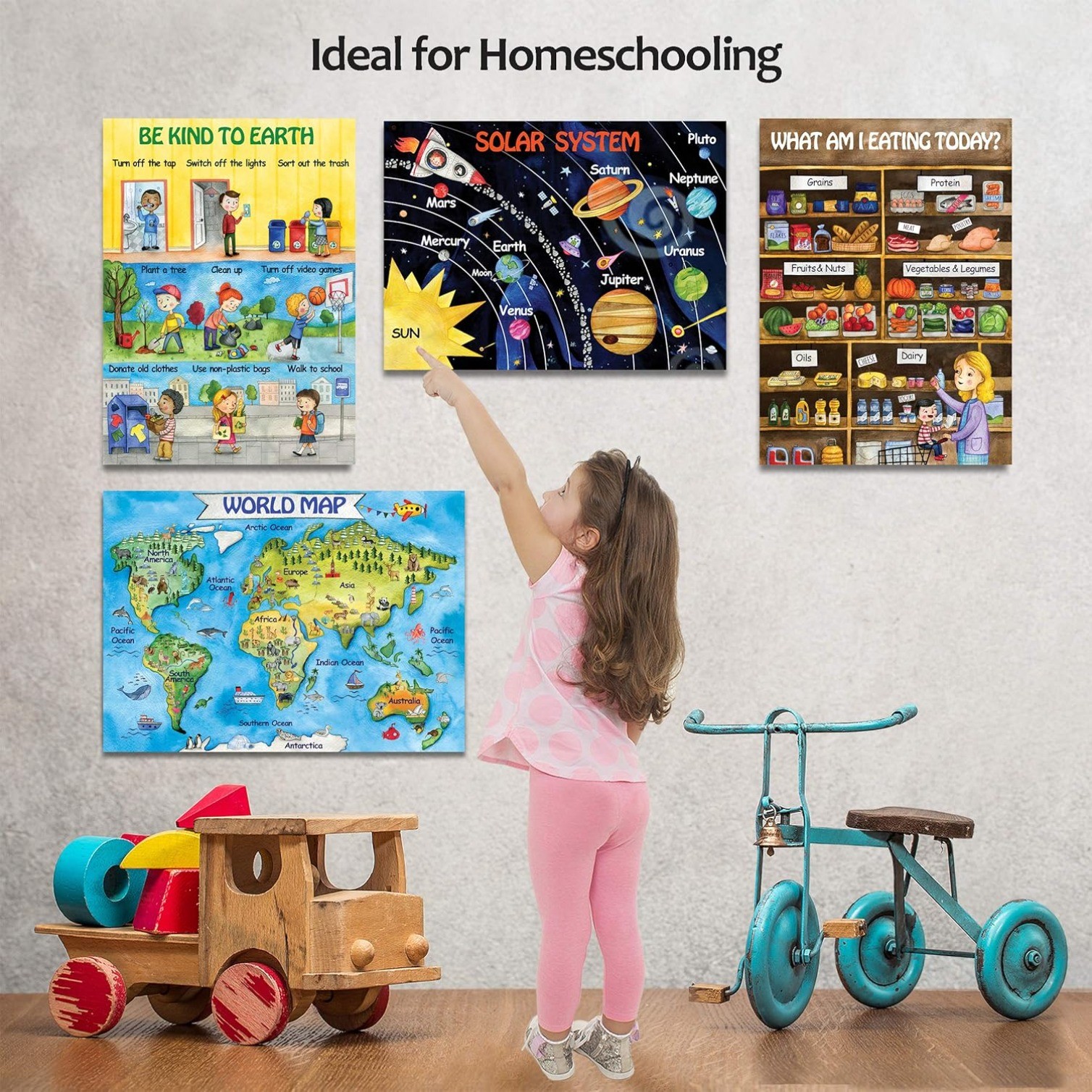 12 Kids Educational Posters 13×18 for Preschoolers & Toddlers for Homeschool