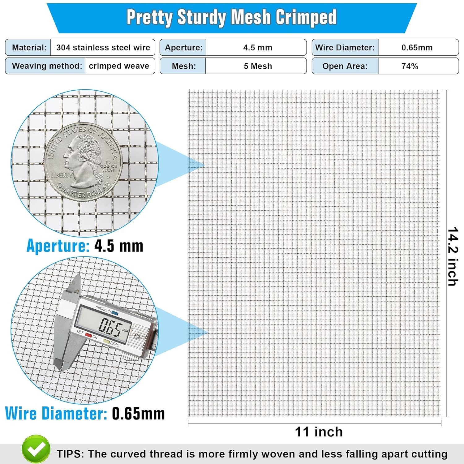 Upgraded 2Pack Mesh Screen Crimped 304, 5 Mesh 11 X 14.2 inch, Not Easy Falli…