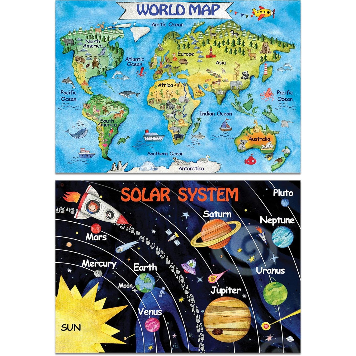 12 Kids Educational Posters 13×18 for Preschoolers & Toddlers for Homeschool