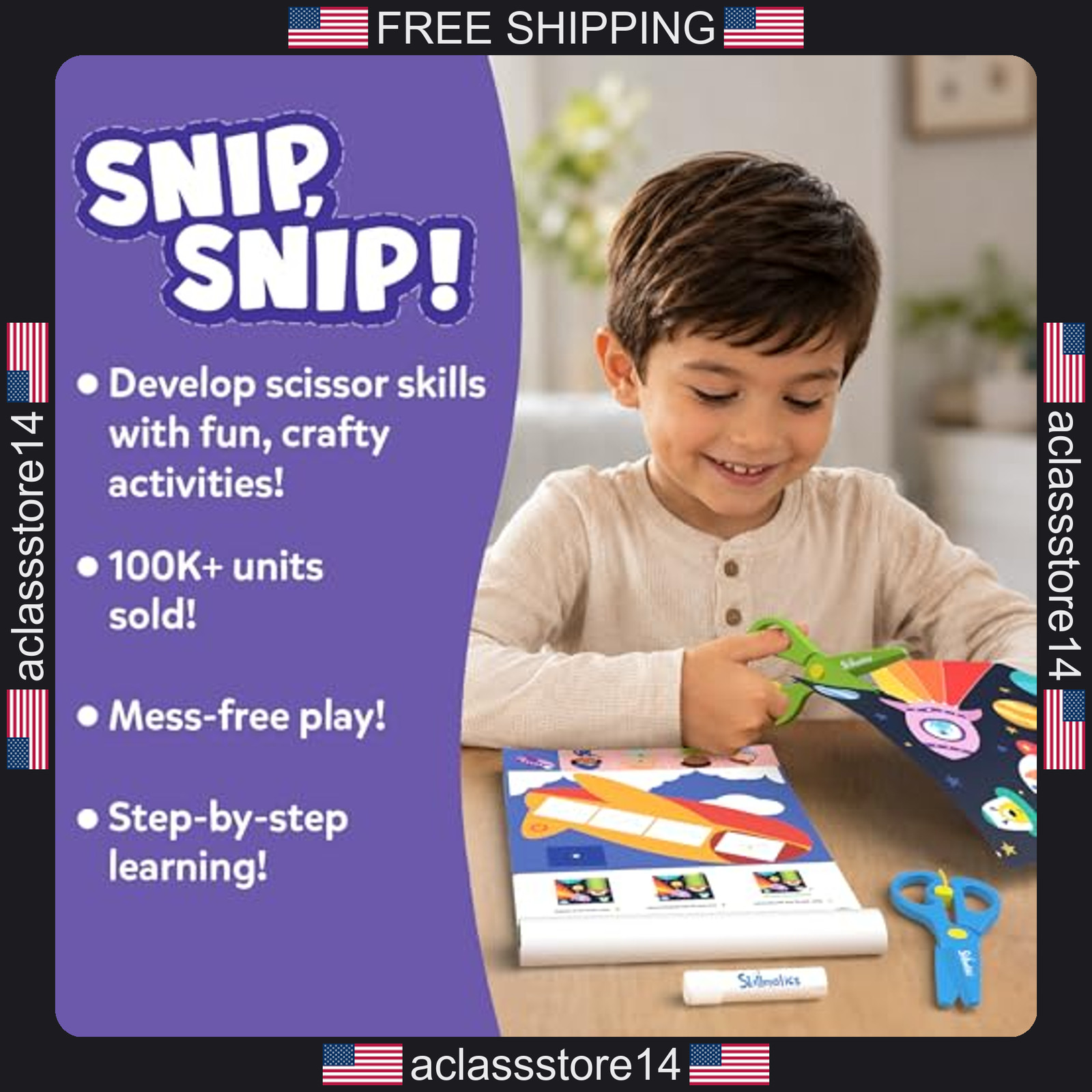 Skillmatics scissors activity book for preschoolers with 2 child-safe scissors