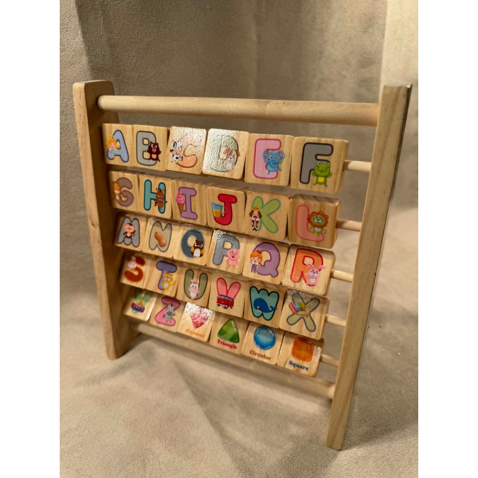 Innovative Montessori Wooden Alphabet Blocks and Abacus (8.85 x 9.44)