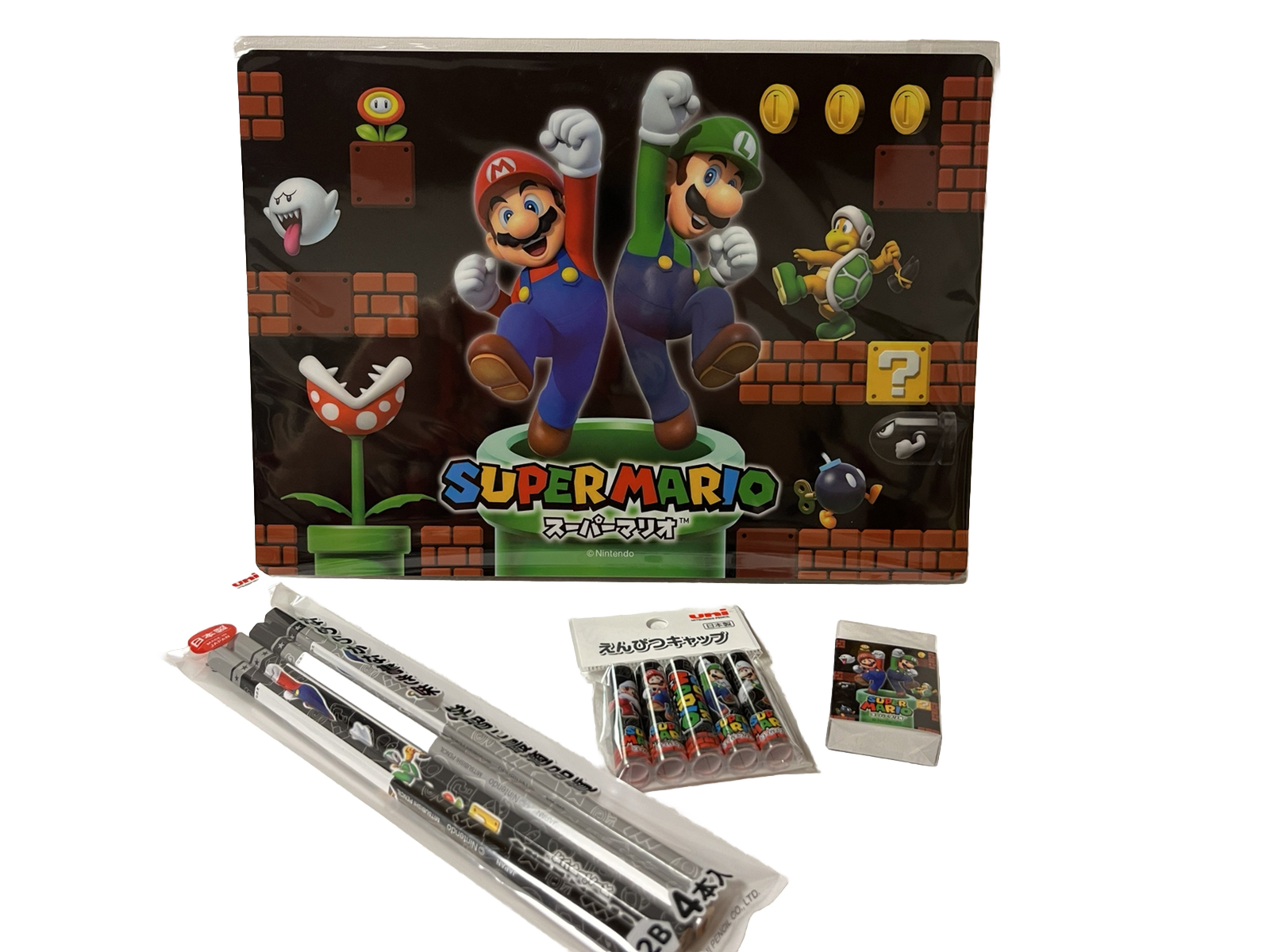 Super Mario Pencil Eraser Underlay Pencil cap Mitsubishi Pencil Made in Japan