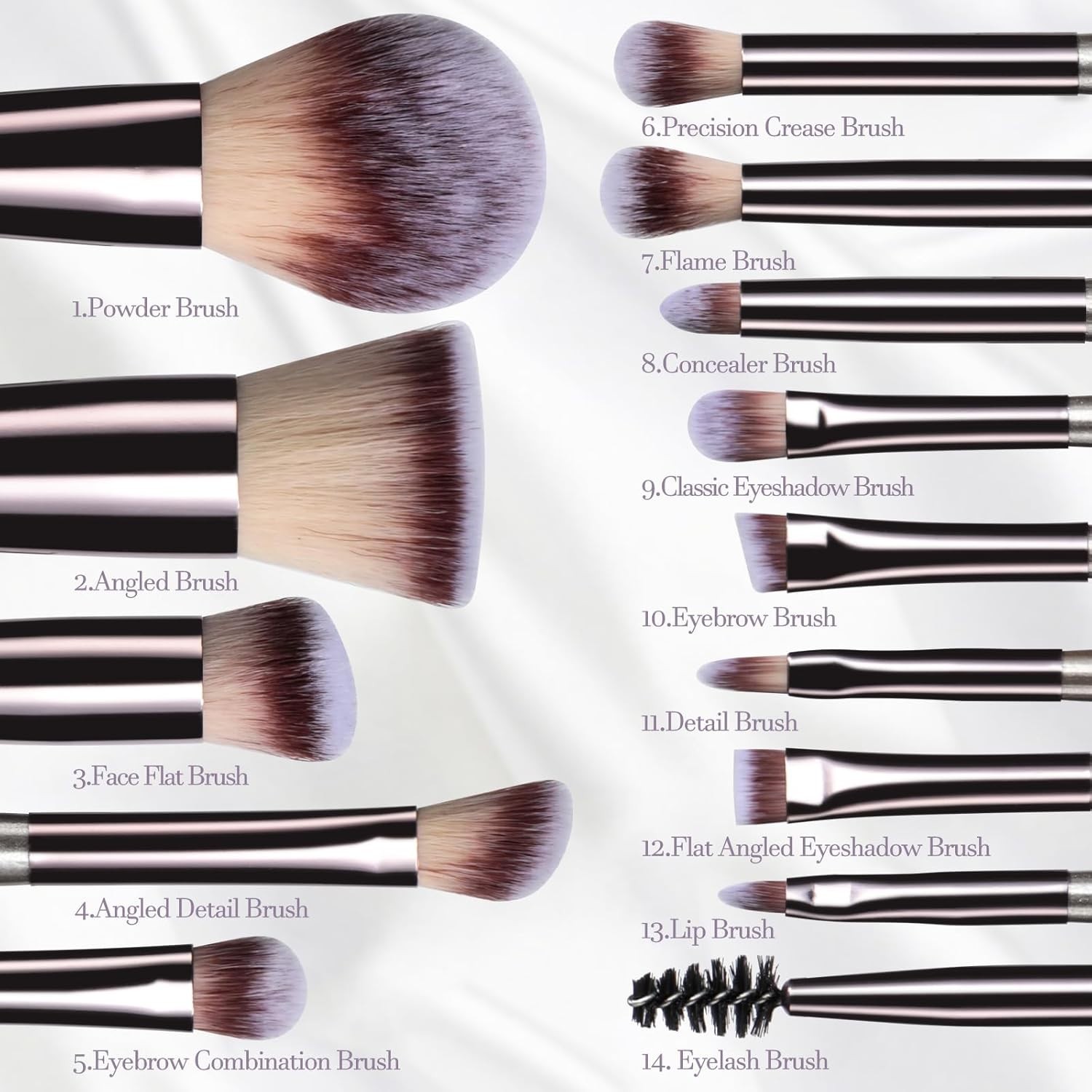 Travel Makeup Brush Set BS-MALL 14 Pcs with 1 Pcs Makeup Sponge – Essential Foun