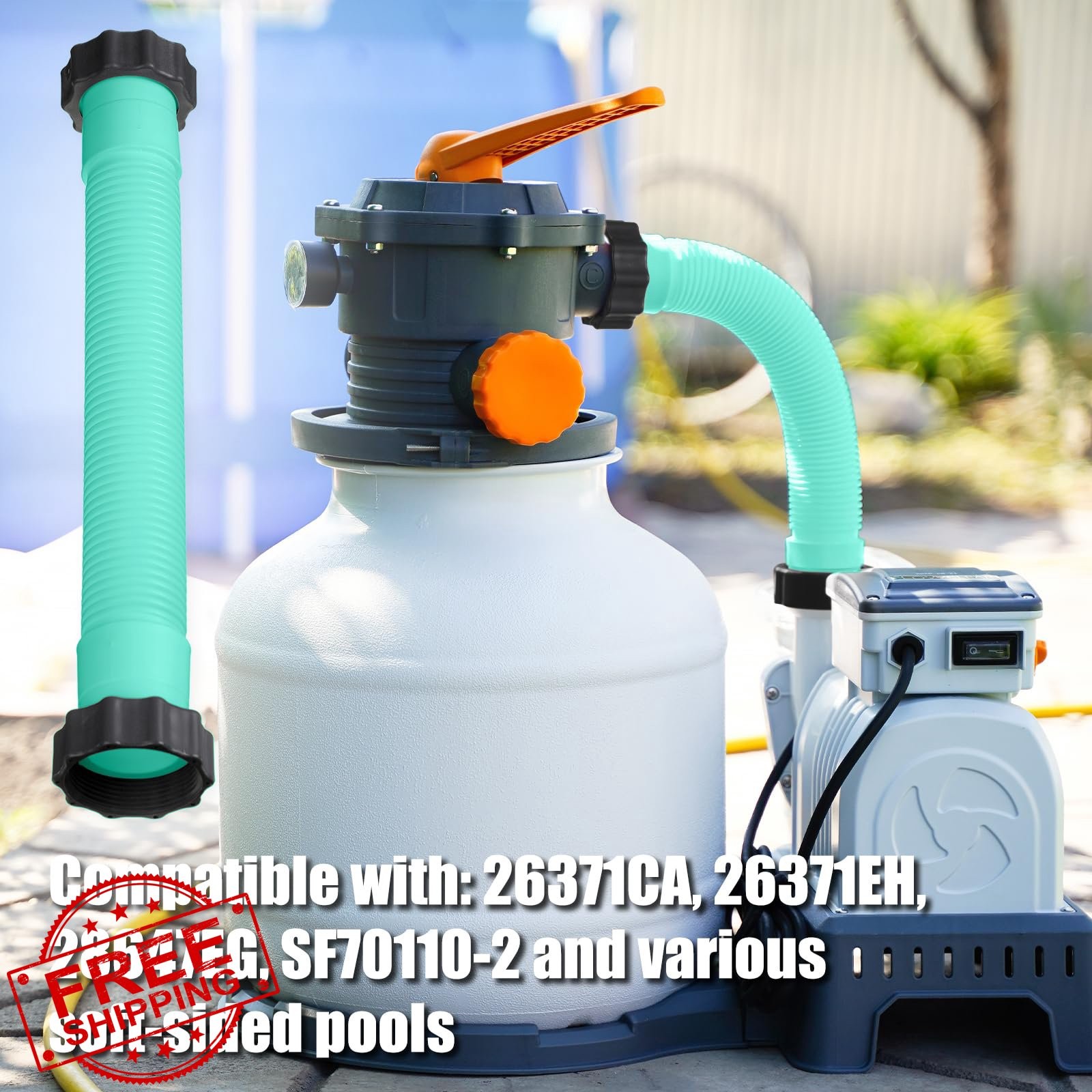EBOOT 16″ Teal Pool Pump Hose 1.5″ Diameter