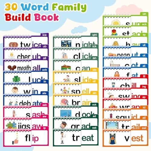 Word Family Build Book & Rhyme Flip Activity – CVC Flash Cards for Kids 3-8