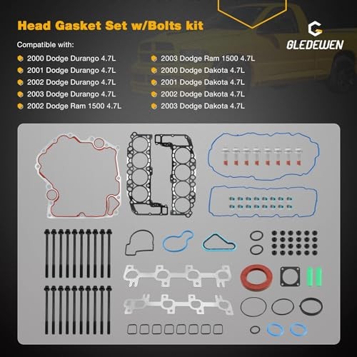 HS26157PT Head Gasket Kit with Bolts Set Timing Cover Gasket, Compatible with