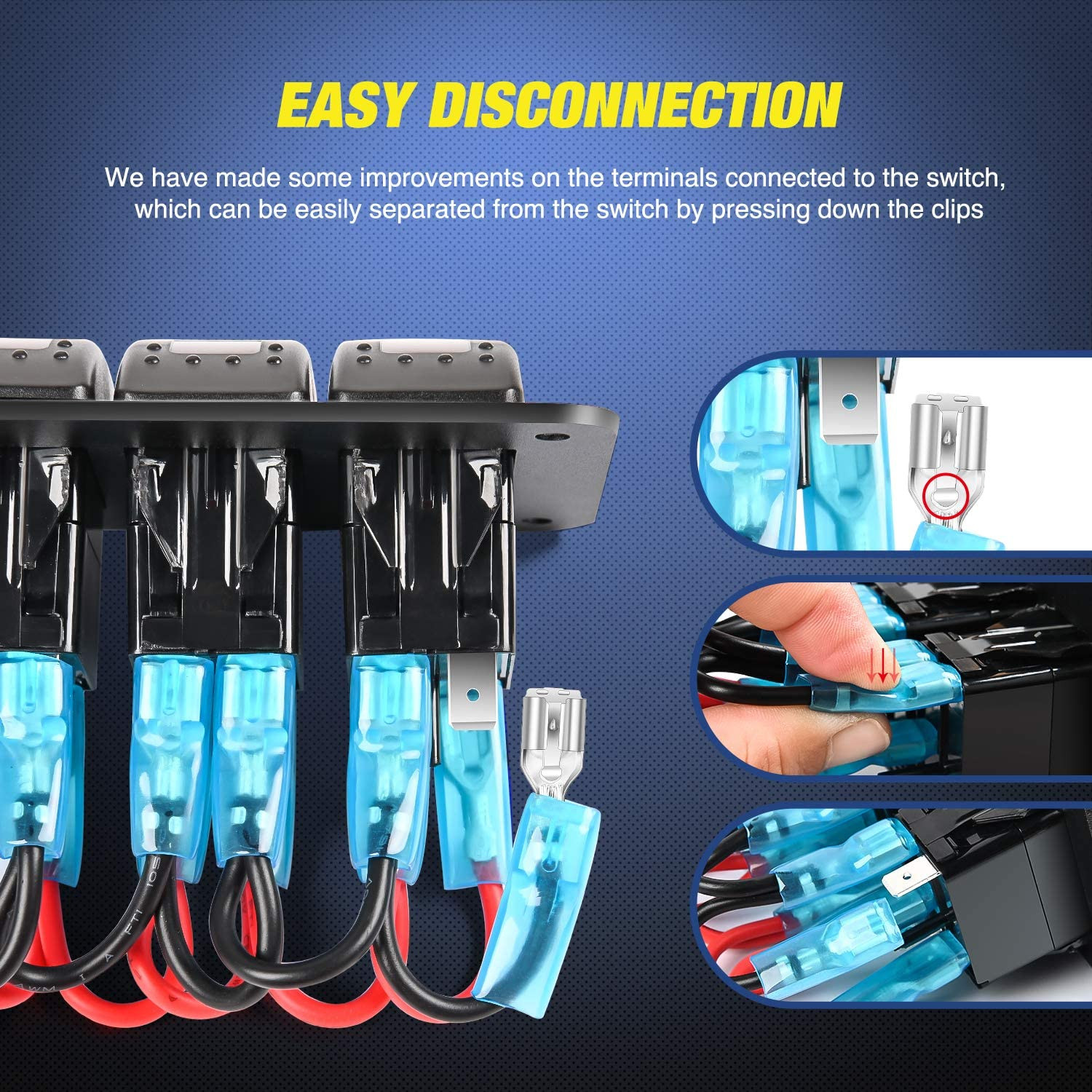 Nilight 6 Gang on off Rocker Switch Panel Red Backlit 12V 24V LED Digital
