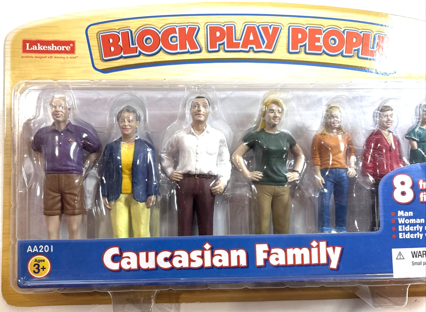 RARE Lakeshore Block Play People The Caucasian Family 8 Freestanding Figures NEW