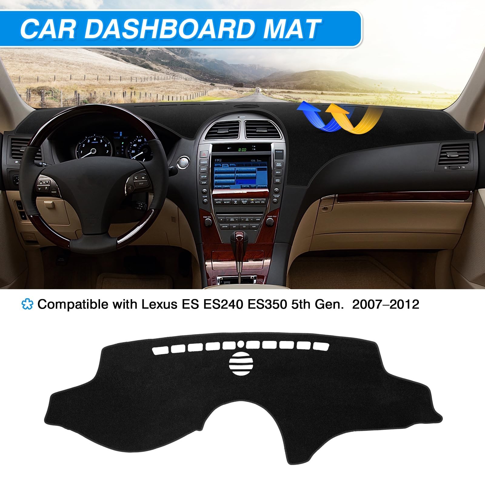 CARTIST Dash Cover Custom Fit for Lexus ES ES240 ES350 2007-2012 Dashboard Co…