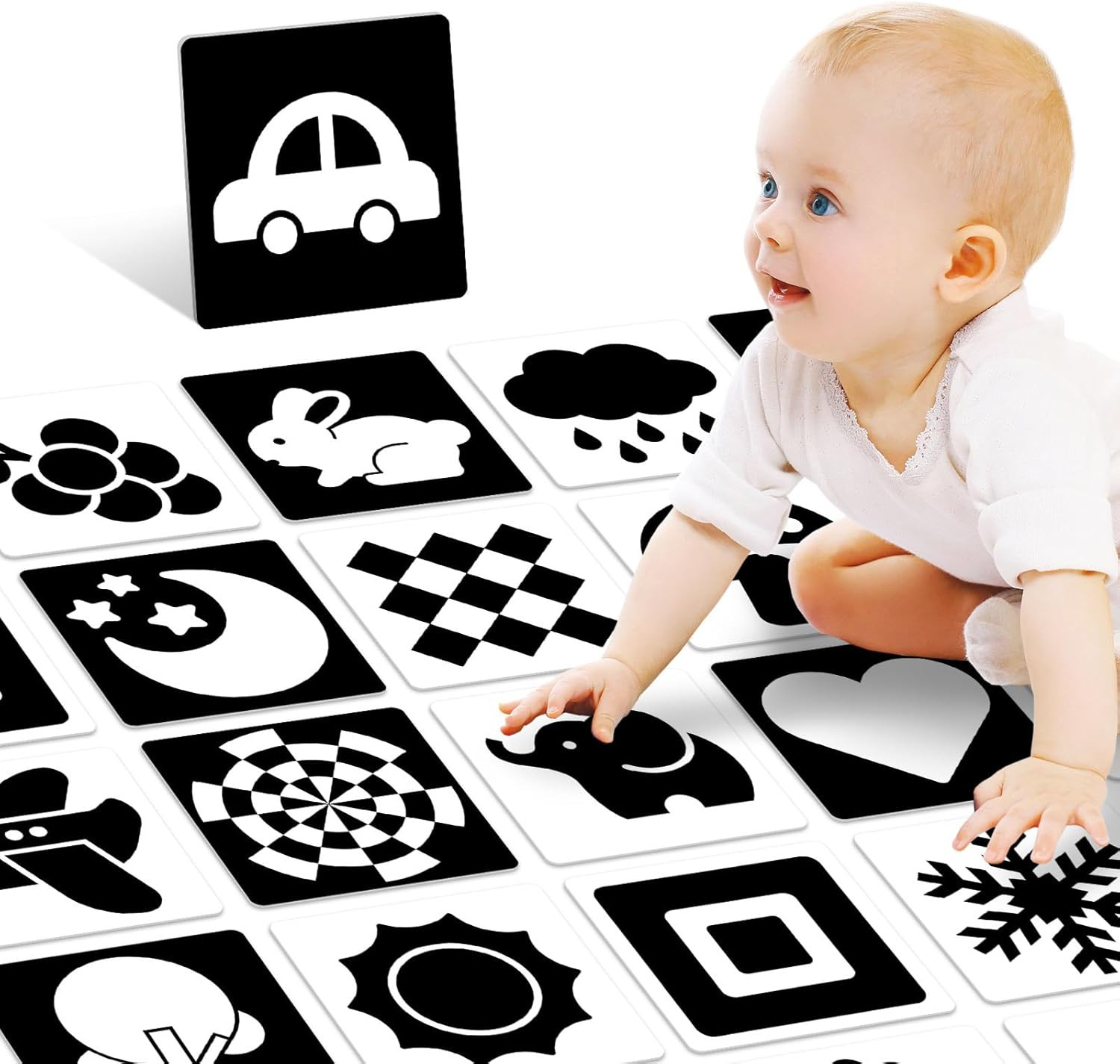 High Contrast Baby Cards for Infants, Black and White Baby Cards High Contrast B