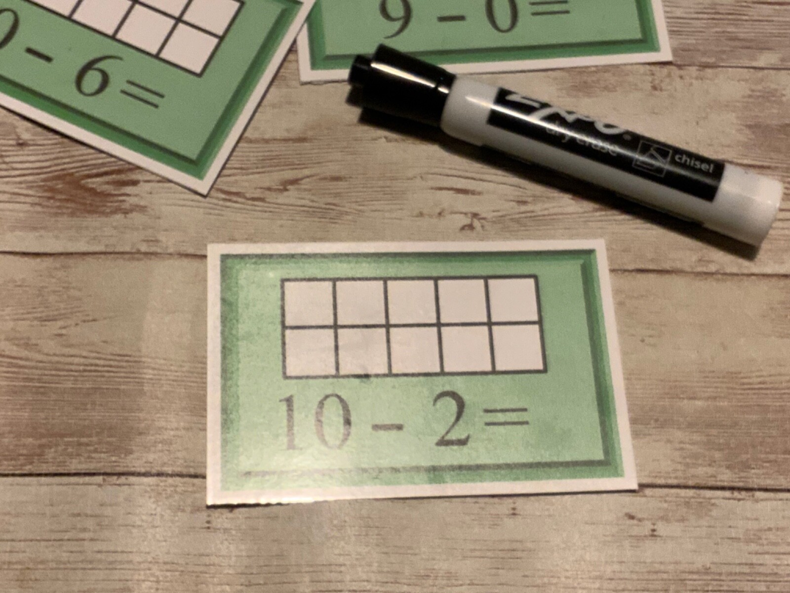 Subtraction Facts Ten Frame Cards – 56 Dry Erase Laminated Card – Kindergarten
