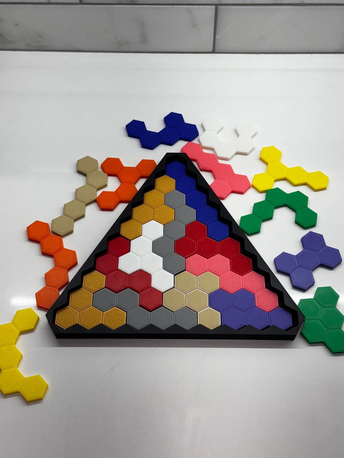 Pentahex Puzzle – Double-Sided 22-Piece Brain Teaser in Box With Lid – Unique