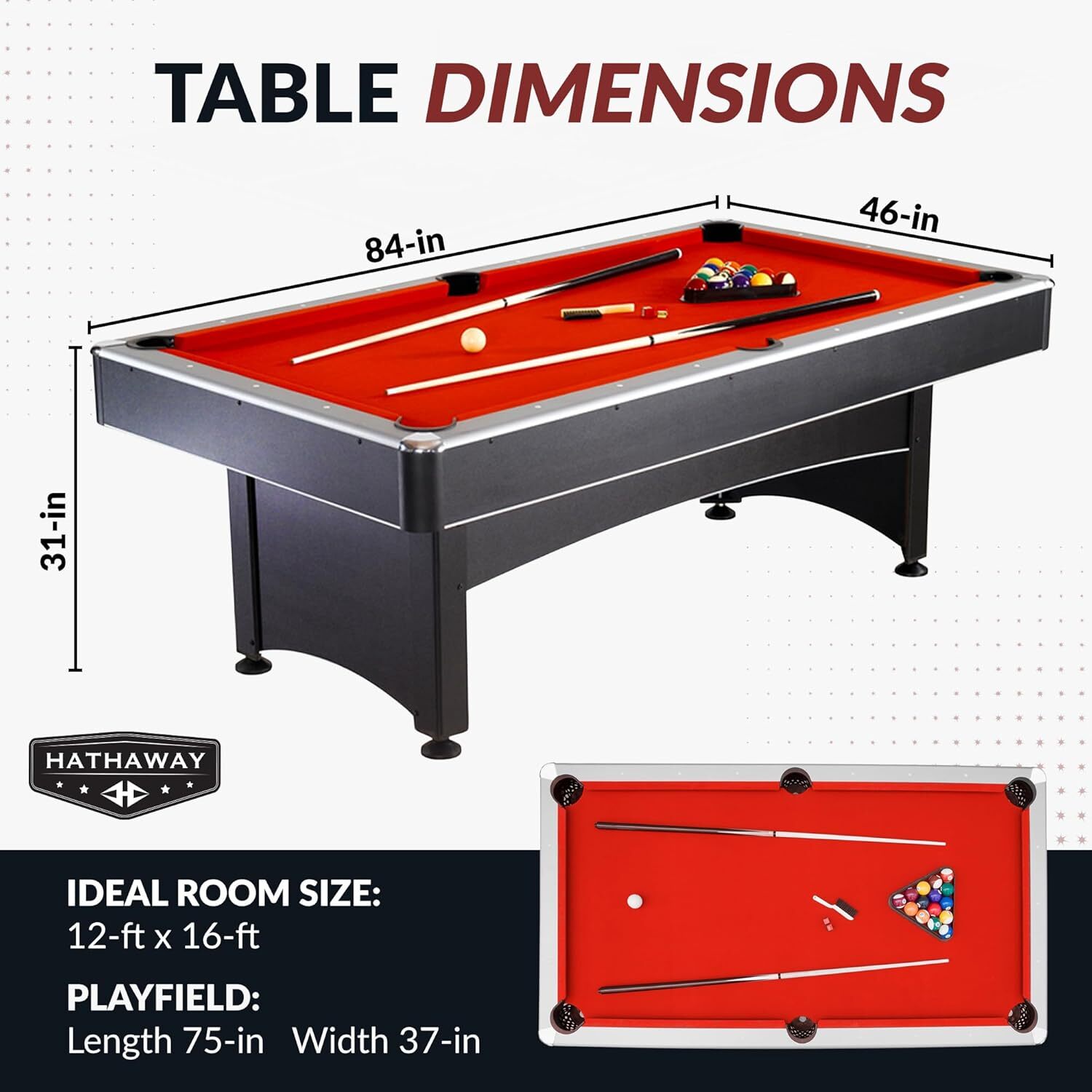 Hathaway Maverick 7-Foot Pool and Table Tennis Multi Game with Red Felt and Blue