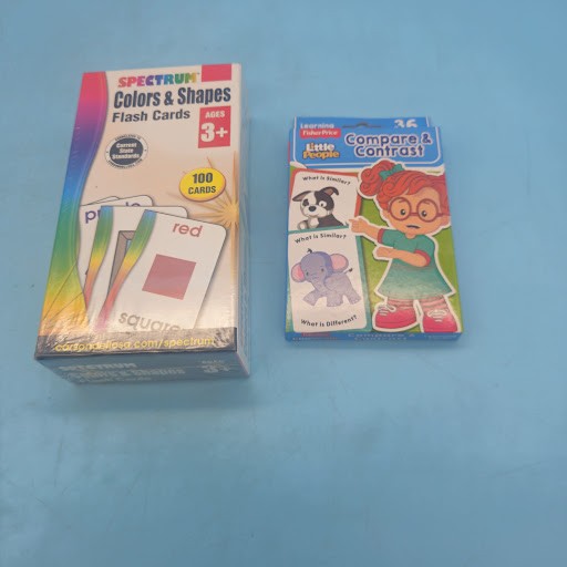 9 Large Lot Toddler Learning Flash Cards ABC 123 Shapes Compare Words Preschool