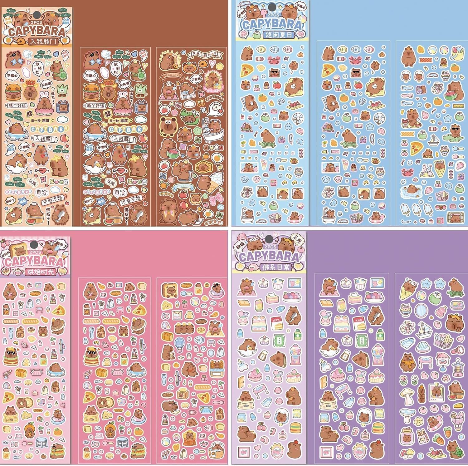 8 Sheets Cute Capybara Stickers for Kids Girls Kawaii Capybara Stickers