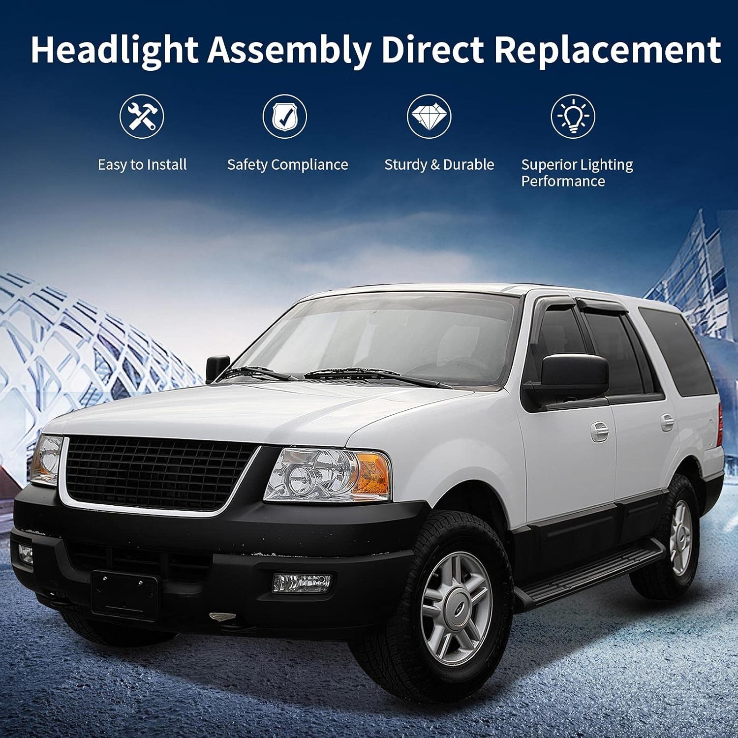 Headlights Assembly Compatible with 03 04 05 06 2003 2004 2005 2006 Ford Expedi