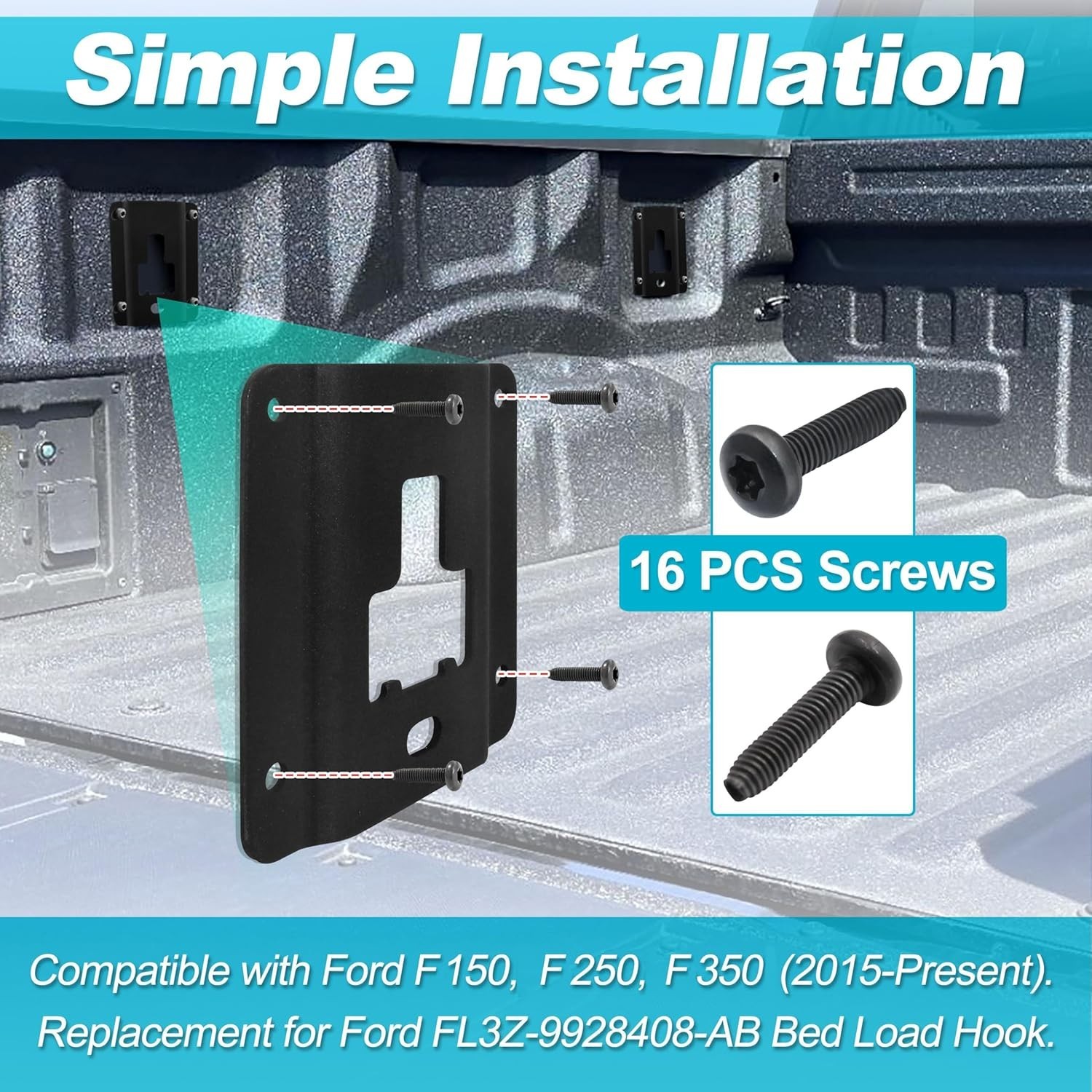 Truck Bed Cargo Tie Down Bracket Assembly Screws, Compatible with Ford Models F1