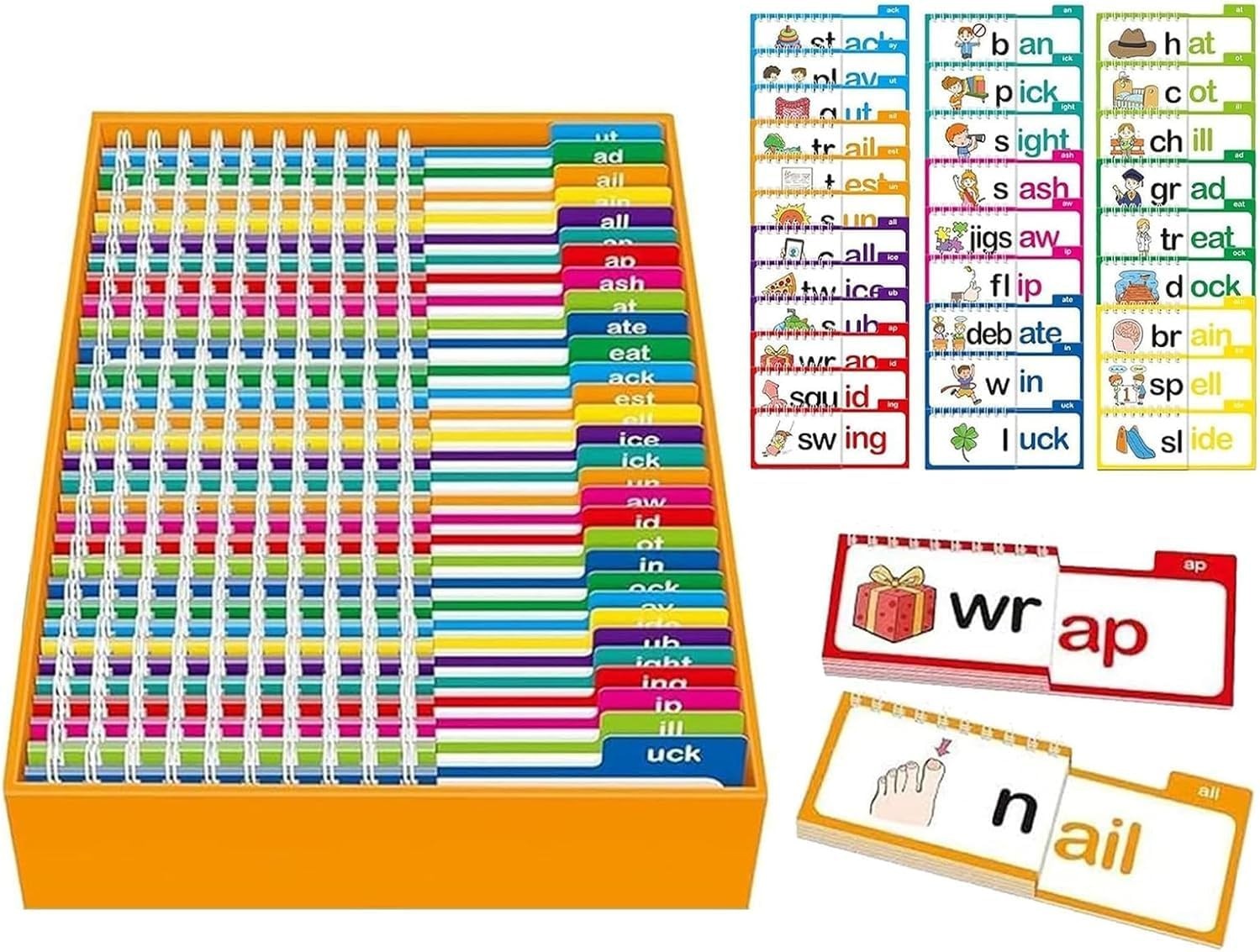 30 Read Word Families, Sight Words, ABC Phonics Flash Cards,Reading Learning Set