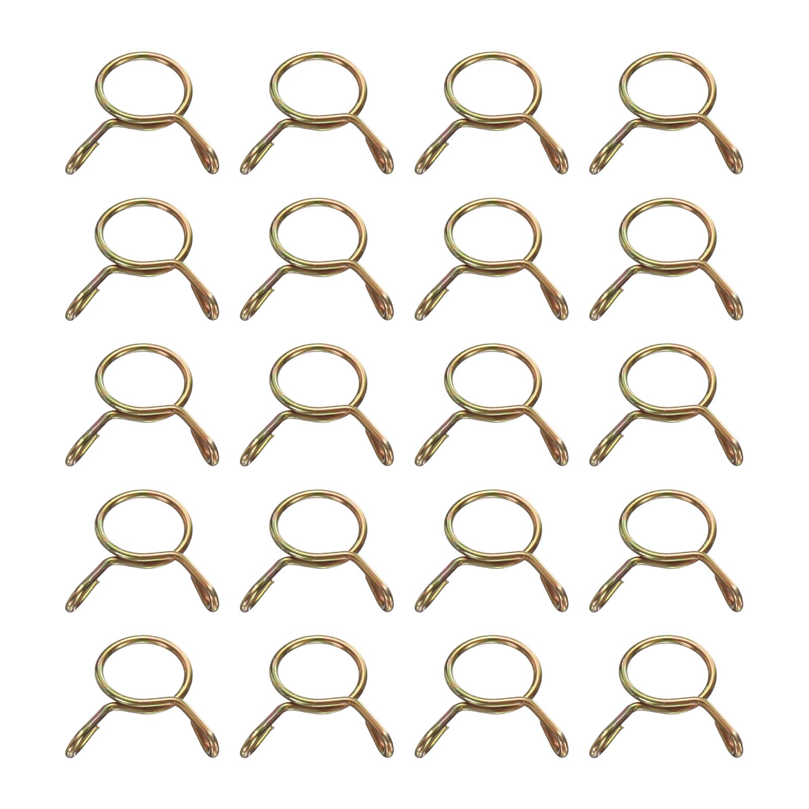 20Pcs 11mm ID 12.3mm OD Fuel Line Hose Clips 65Mn Spring Clips Clamps Gold