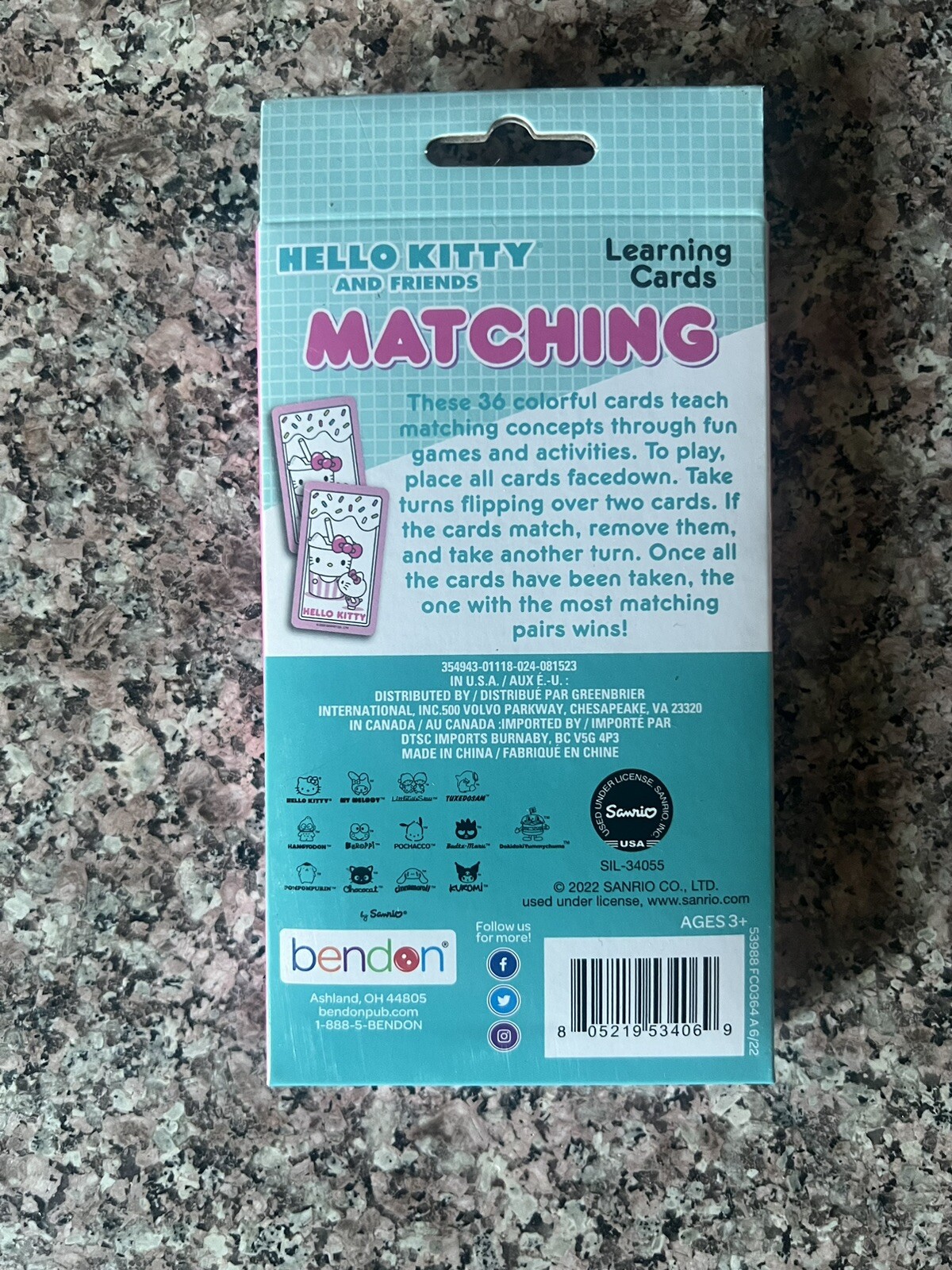 Hello Kitty and Friends – Matching Learning 36 Flash Cards