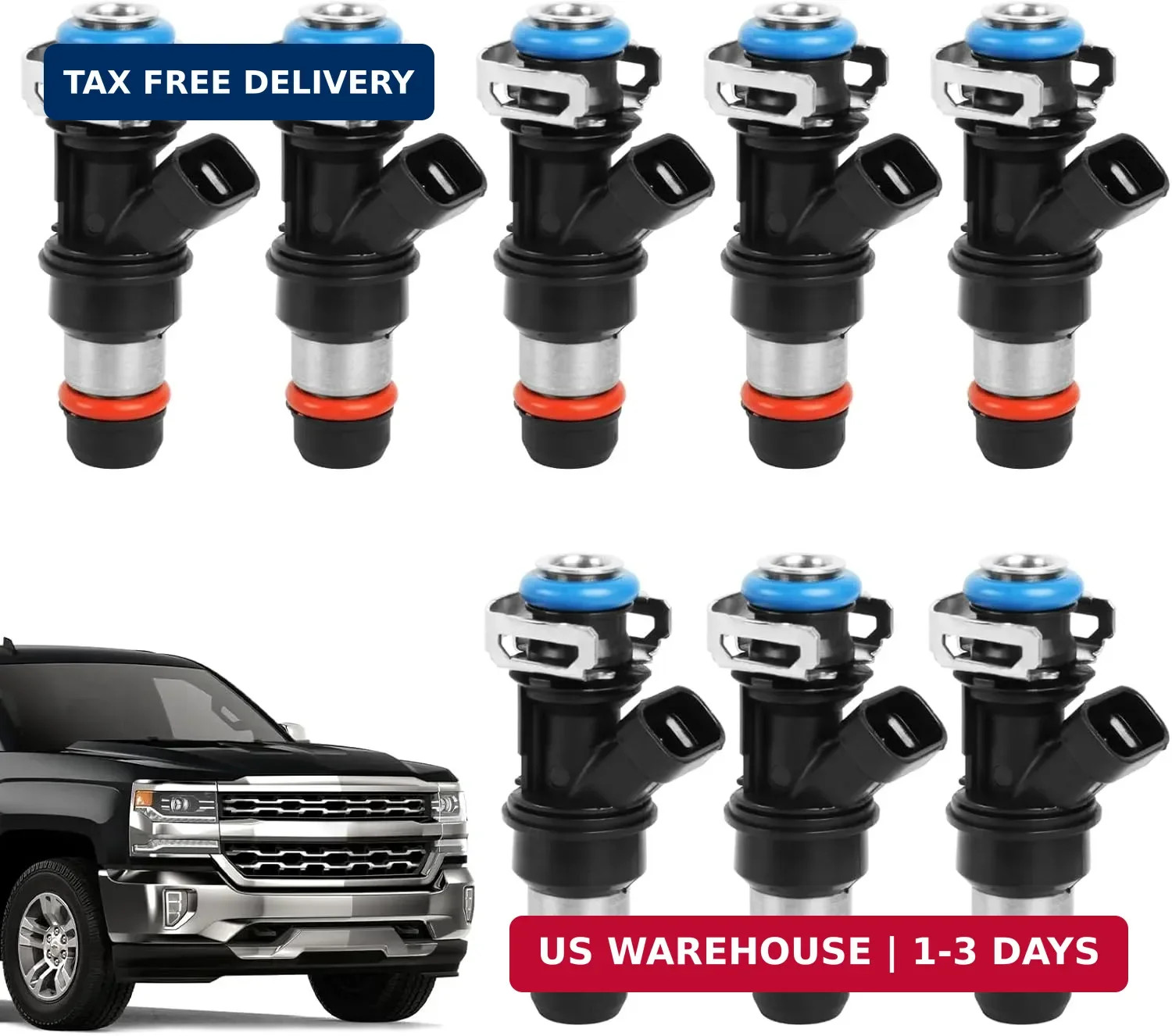 4.8 5.3 6.0 Fuel Injector 4 Holes 8Pcs, Compatible with 1999-2006 Chevrolet Silv