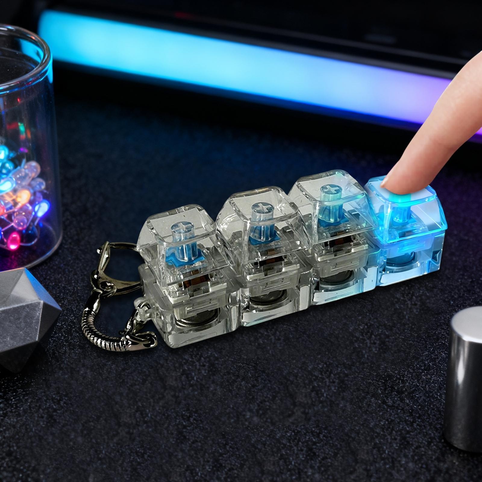 Light Up Keyboard Fidget Toy Transparent Colorful Lights Clicker For Boys Girls