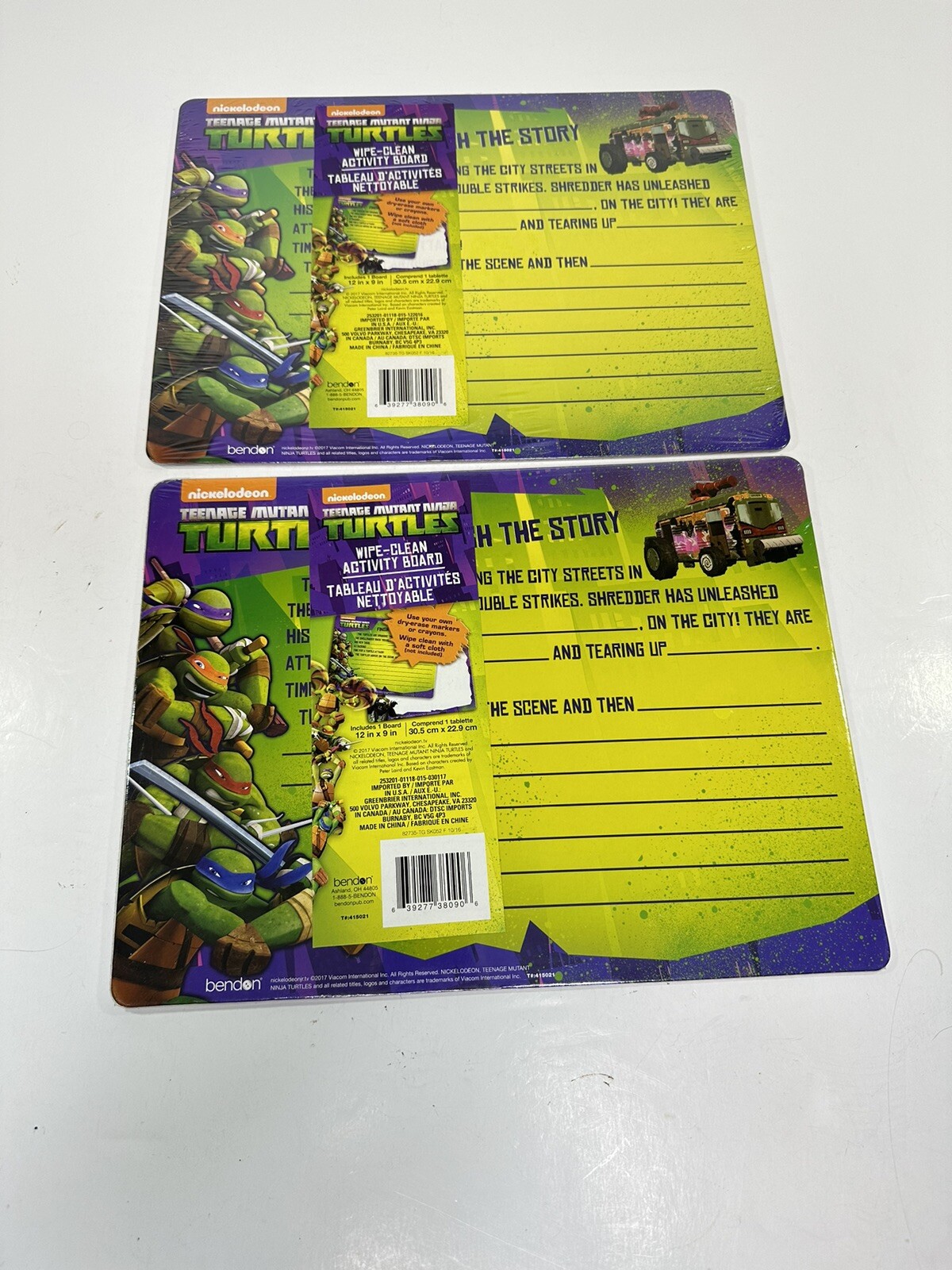 2 TEENAGE MUTANT NINJA TURTLES WIPE-CLEAN ACTIVITY BOARD DRY ERASE NEW KIDS FUN!