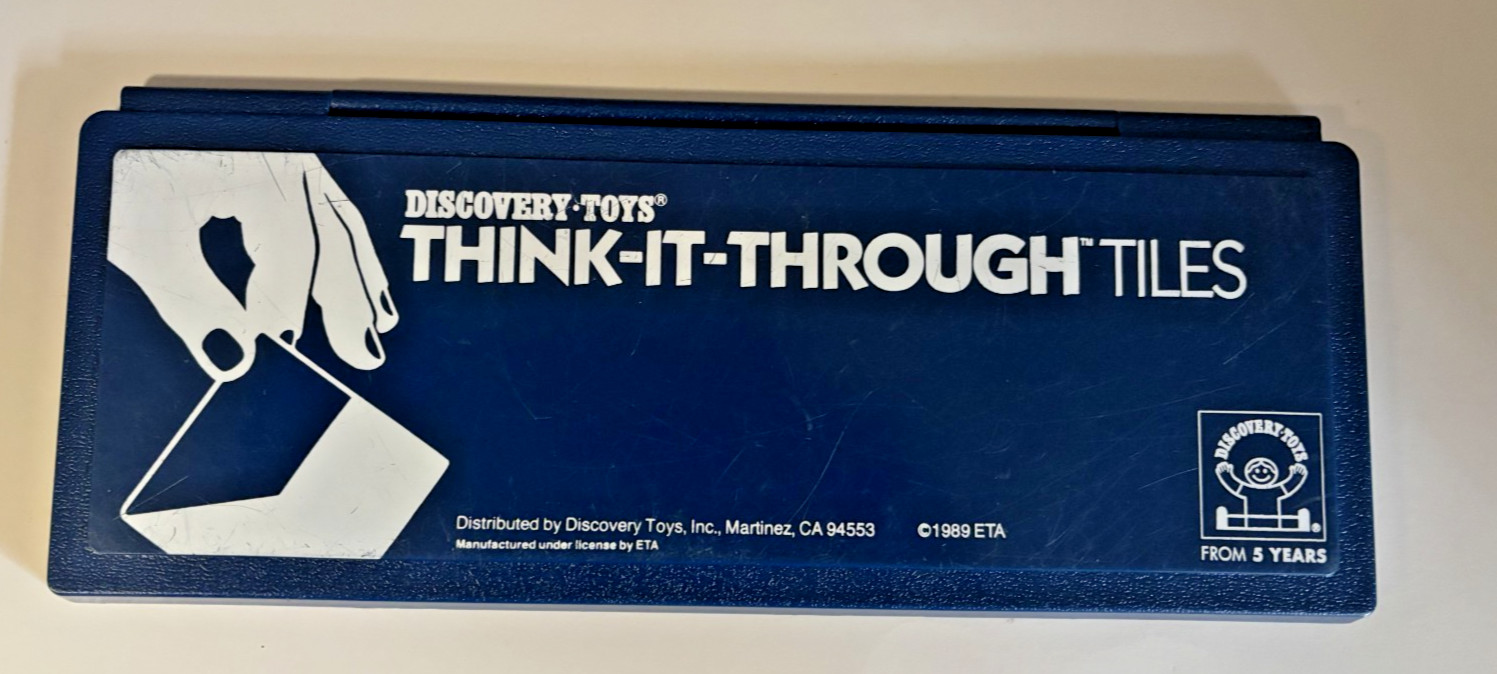 Vintage 1980s Discovery Toys Think It Through Tiles + 12 Books Map Learning Set
