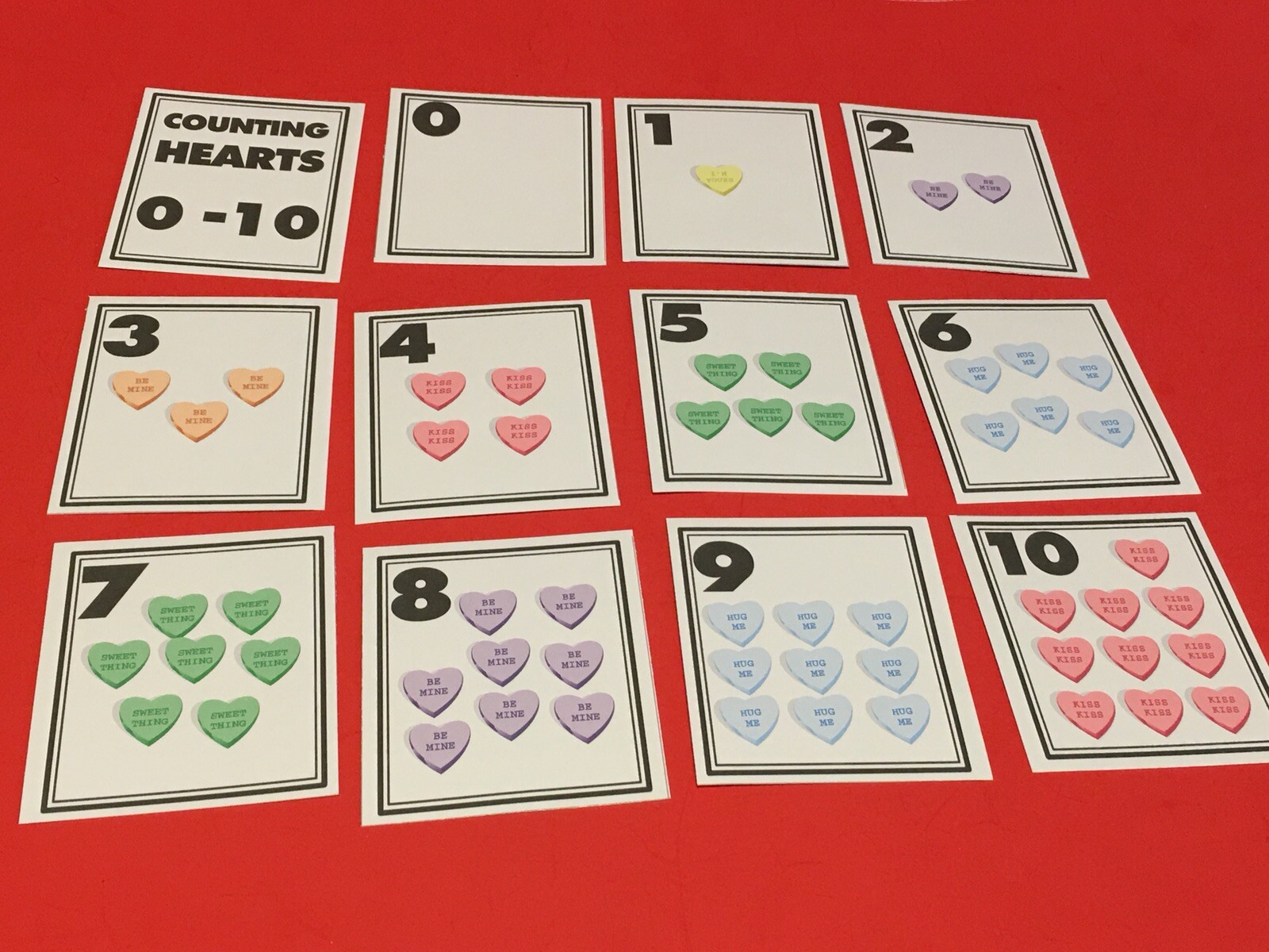 Set of 10 Counting Valentine Hearts 0-10 (Student Deck) – Pre school