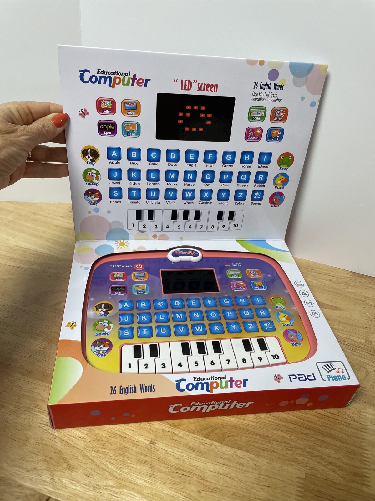 New! Educational Computer Kids Toy 3+ LED Screen Brain Games Pink Fun Kids Toy