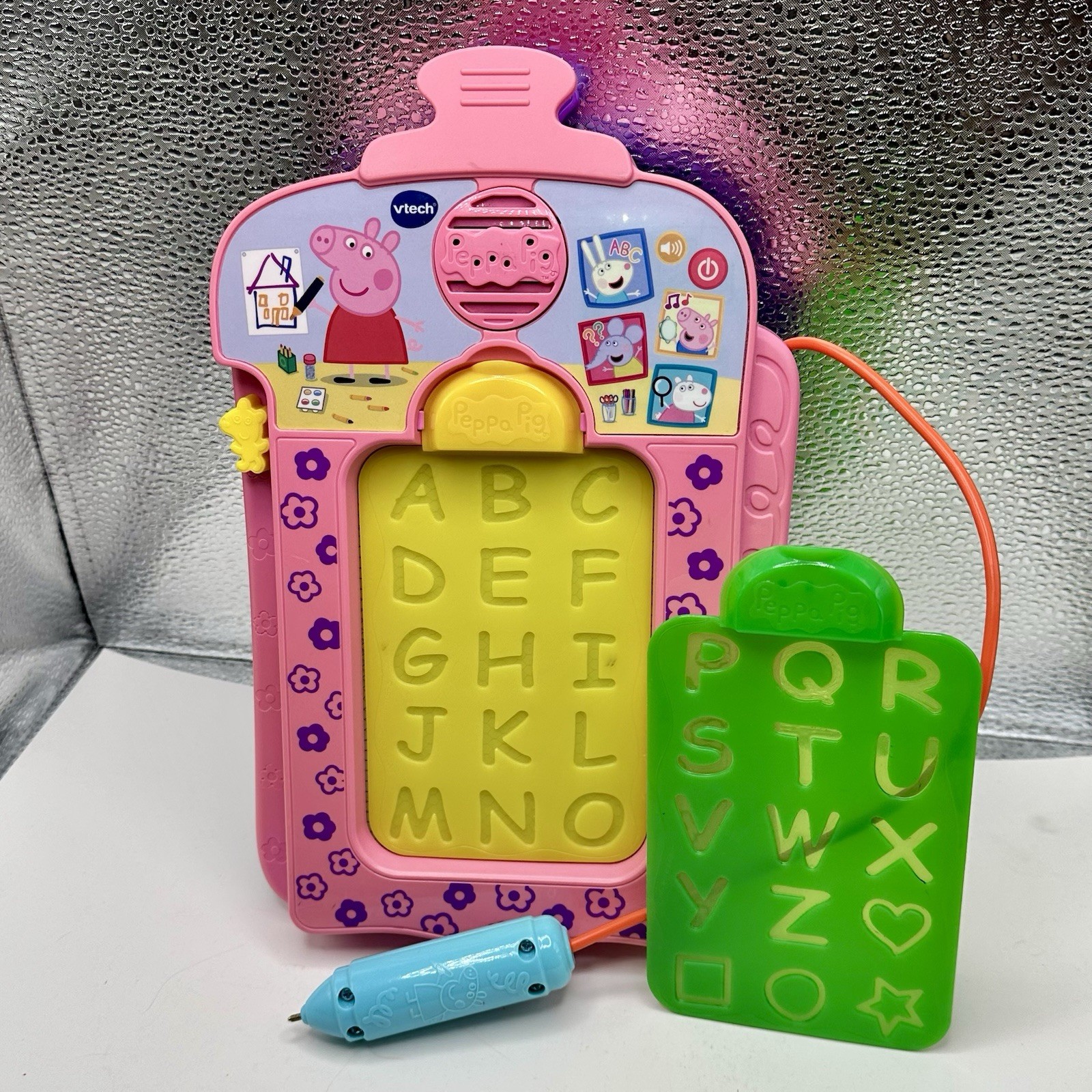 Disney VTech Peppa Pig ~ Talk & Trace Clipboard with 2 Alphabet Stencils ~ ABCs