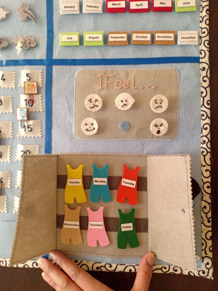 Montessori Felt Calendar, daily activity Board, kids Christmas gift , Homeschool
