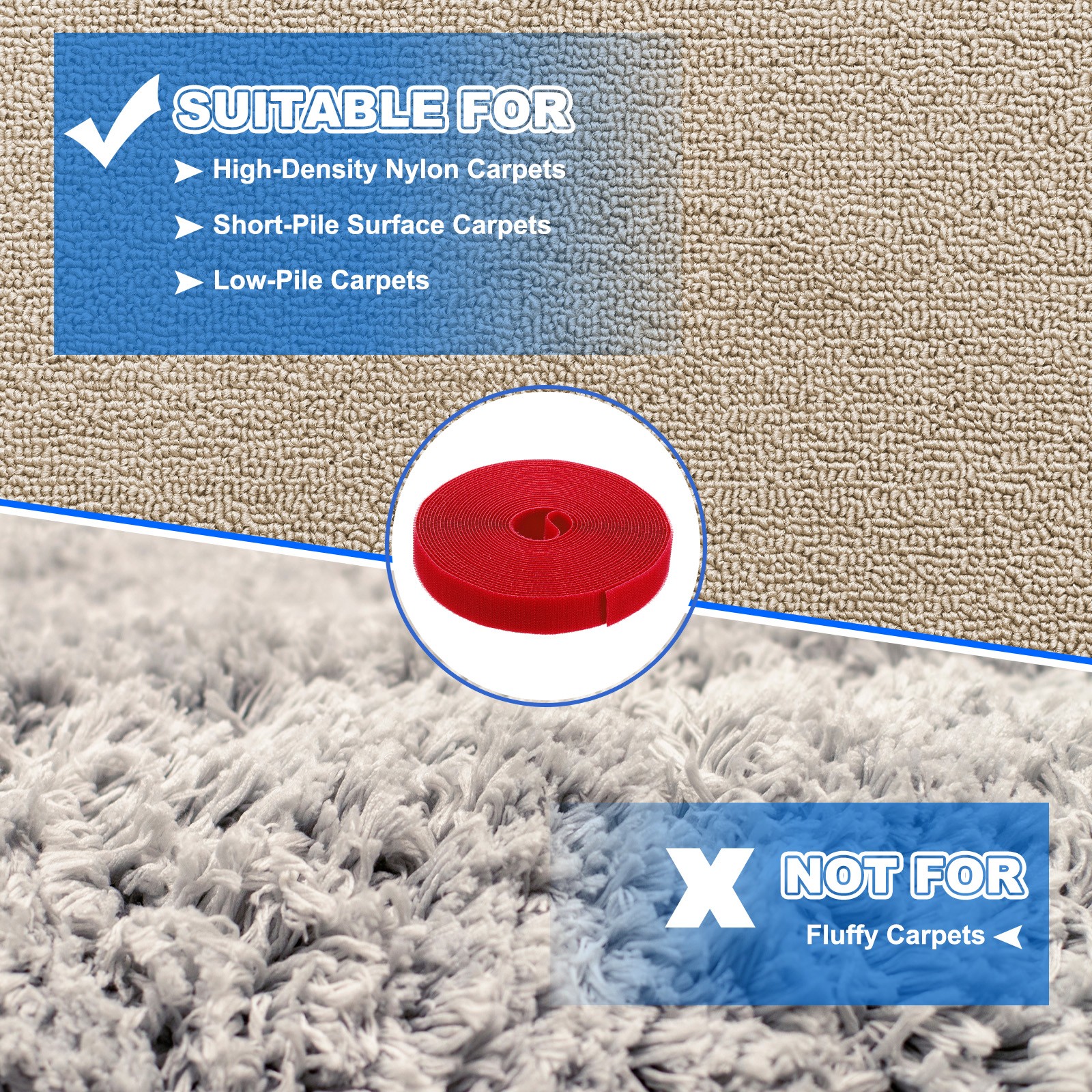Carpet Marker Strips 1 Inch x 25 Ft, Floor Markers Nylon Strip Floor Tape, Red