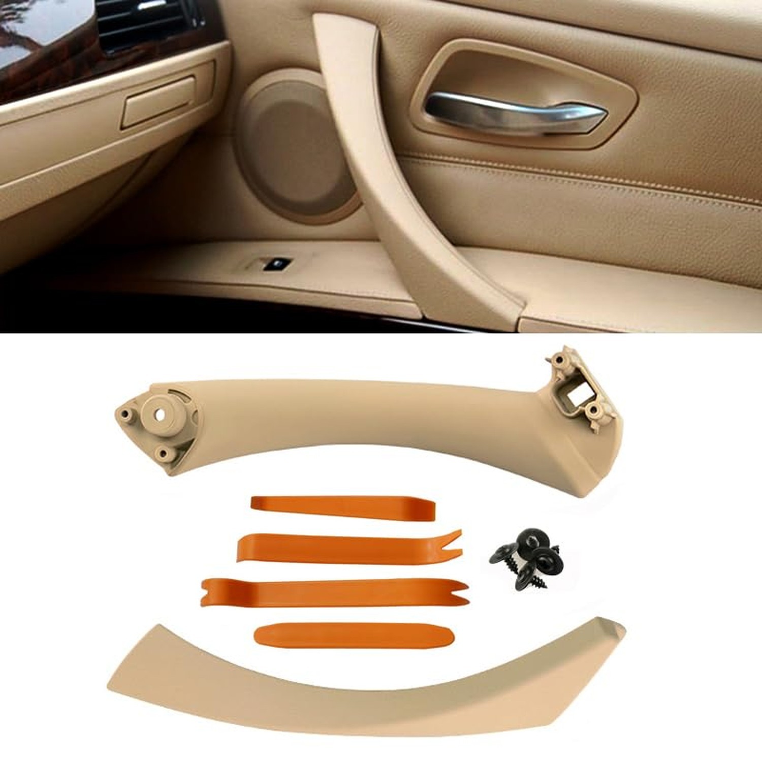 Beige Right Front Side Inner Door Panel Handle and Door Pull Outer Trim Cover…