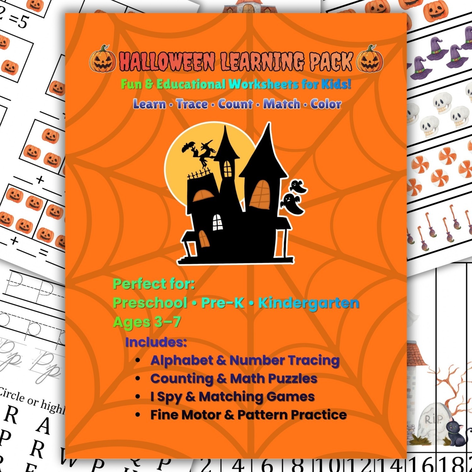 Halloween Learning Pack for Kids | Printable Preschool & Kindergarten Worksheets