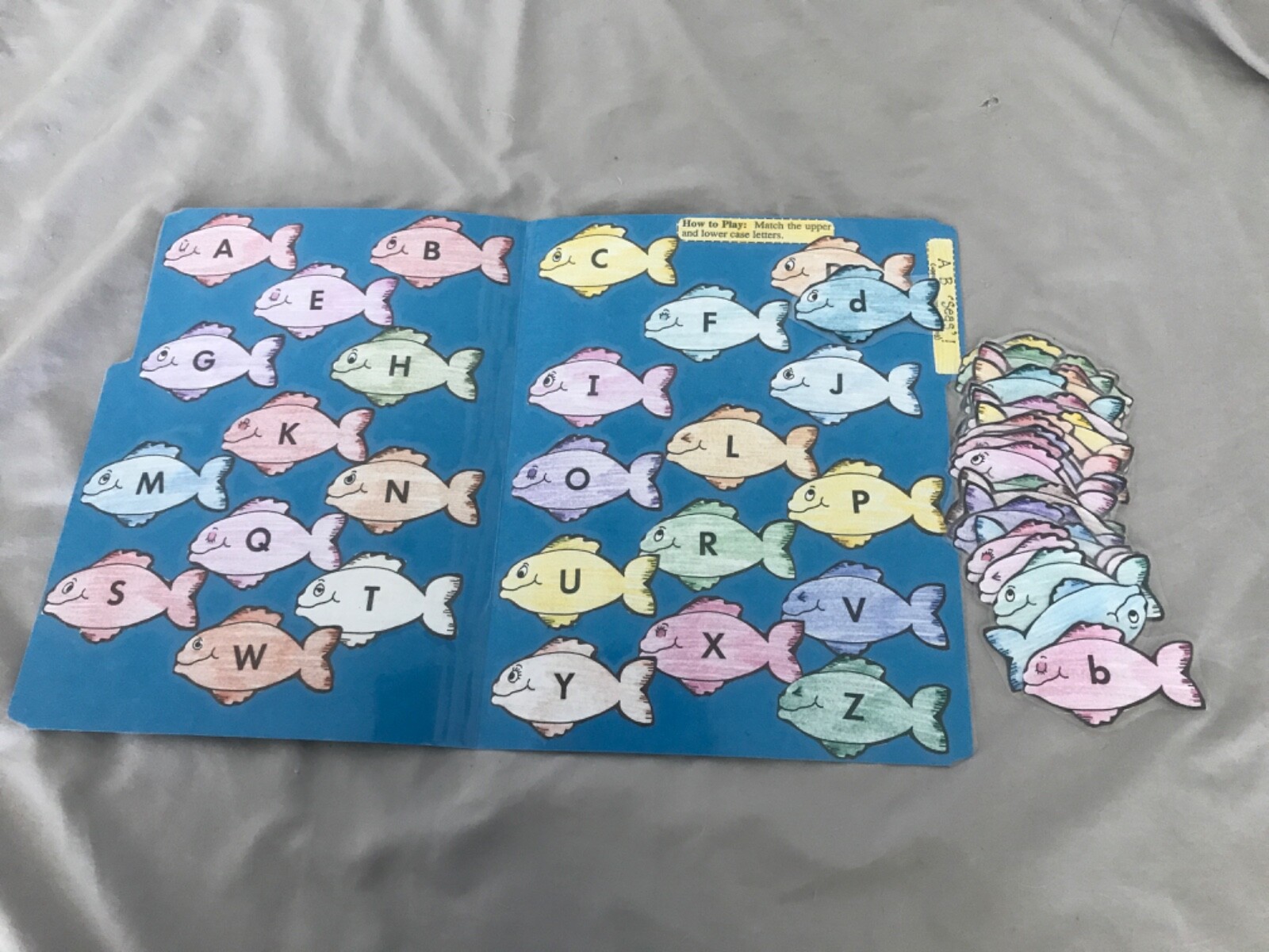 A B Seas! Upper lower letters Grade K language arts file folder game teacher