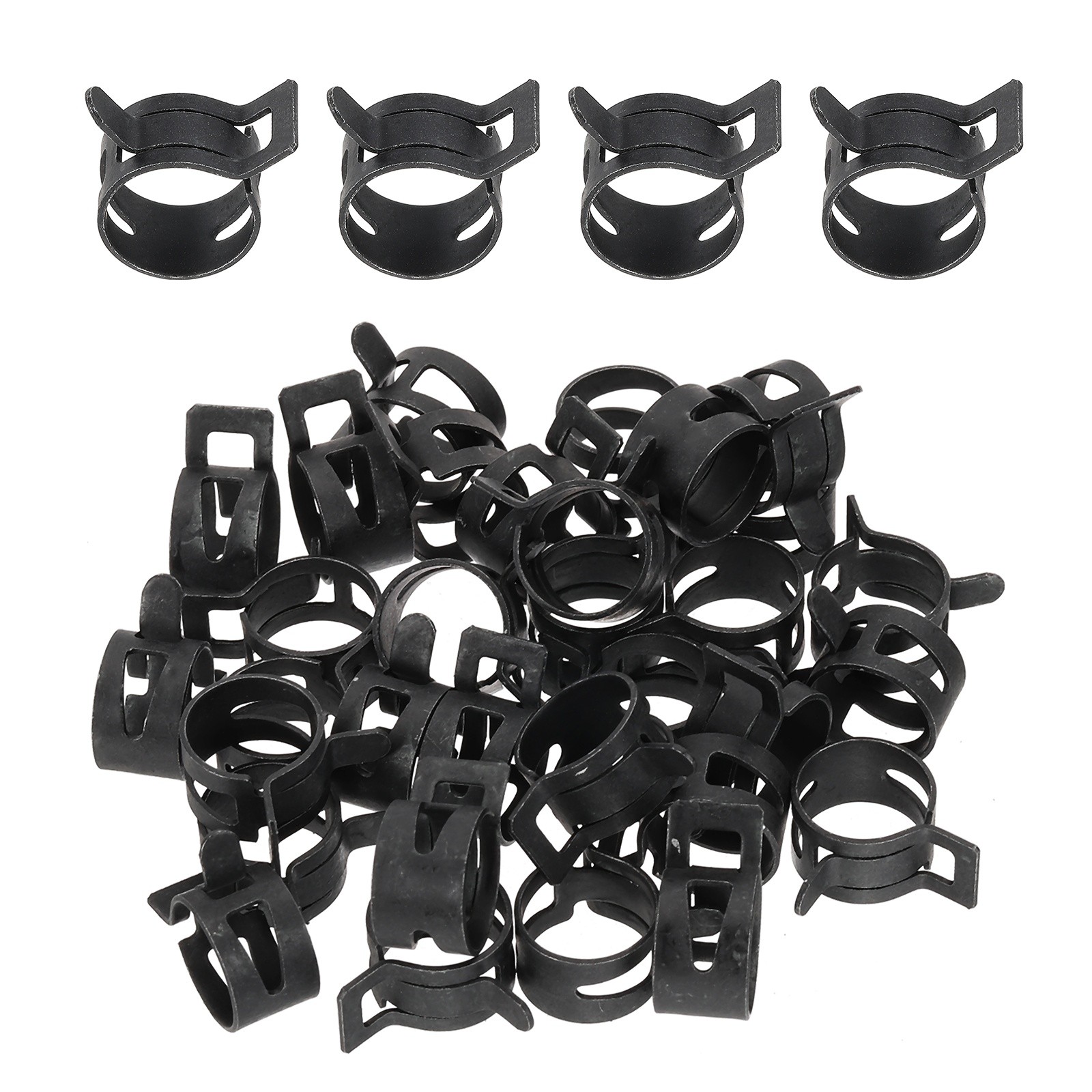 32 Pcs Spring Band Hose Clamps for 15.1-16.7mm OD 0.6″(14mm) ID Black