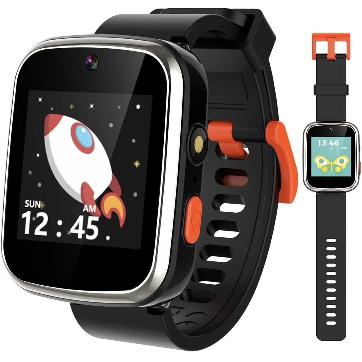 Vakzovy Unisex Black Waterproof Kids Smart Watch With Dual Camera, Music & Games
