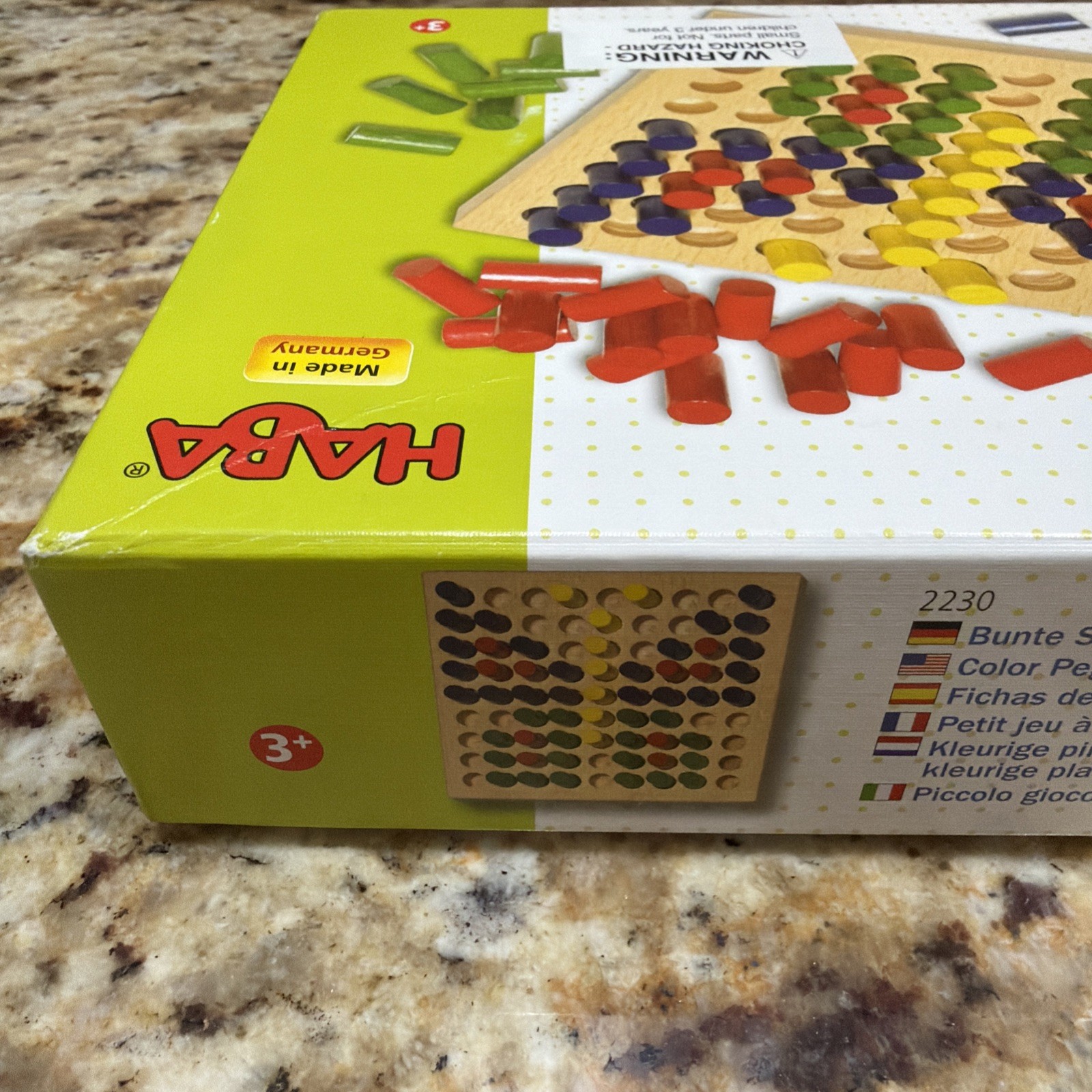 HABA 2230 COLOR PEGS PICTURES W/ WOOD BOARD GERMANY RARE MISSING 3 PEGS FREE S/H