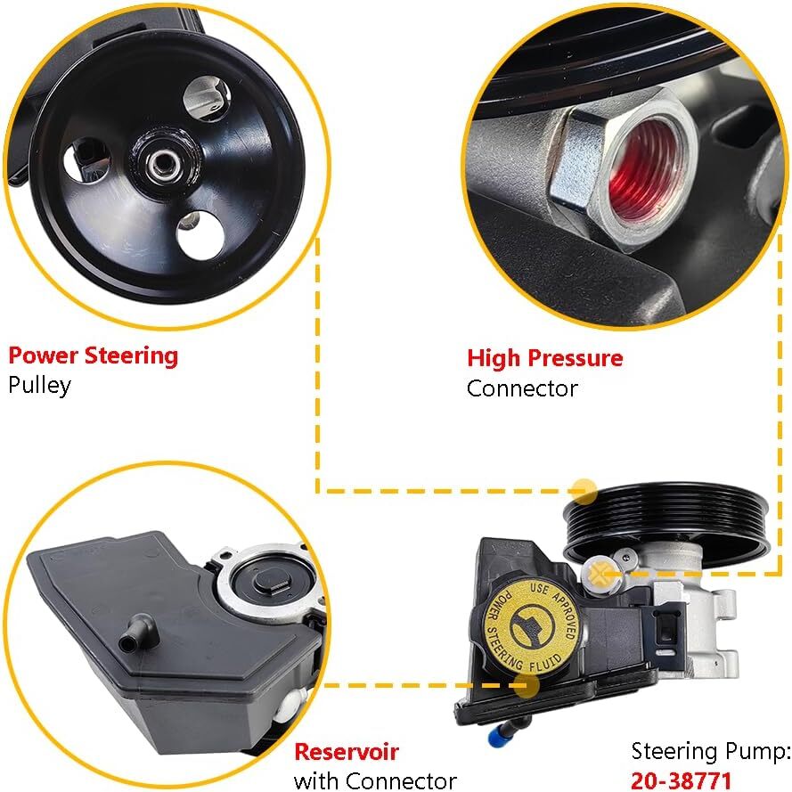 Power Steering Pump 20-38771 with Reservoir | Fit for Jeep Cherokee XJ