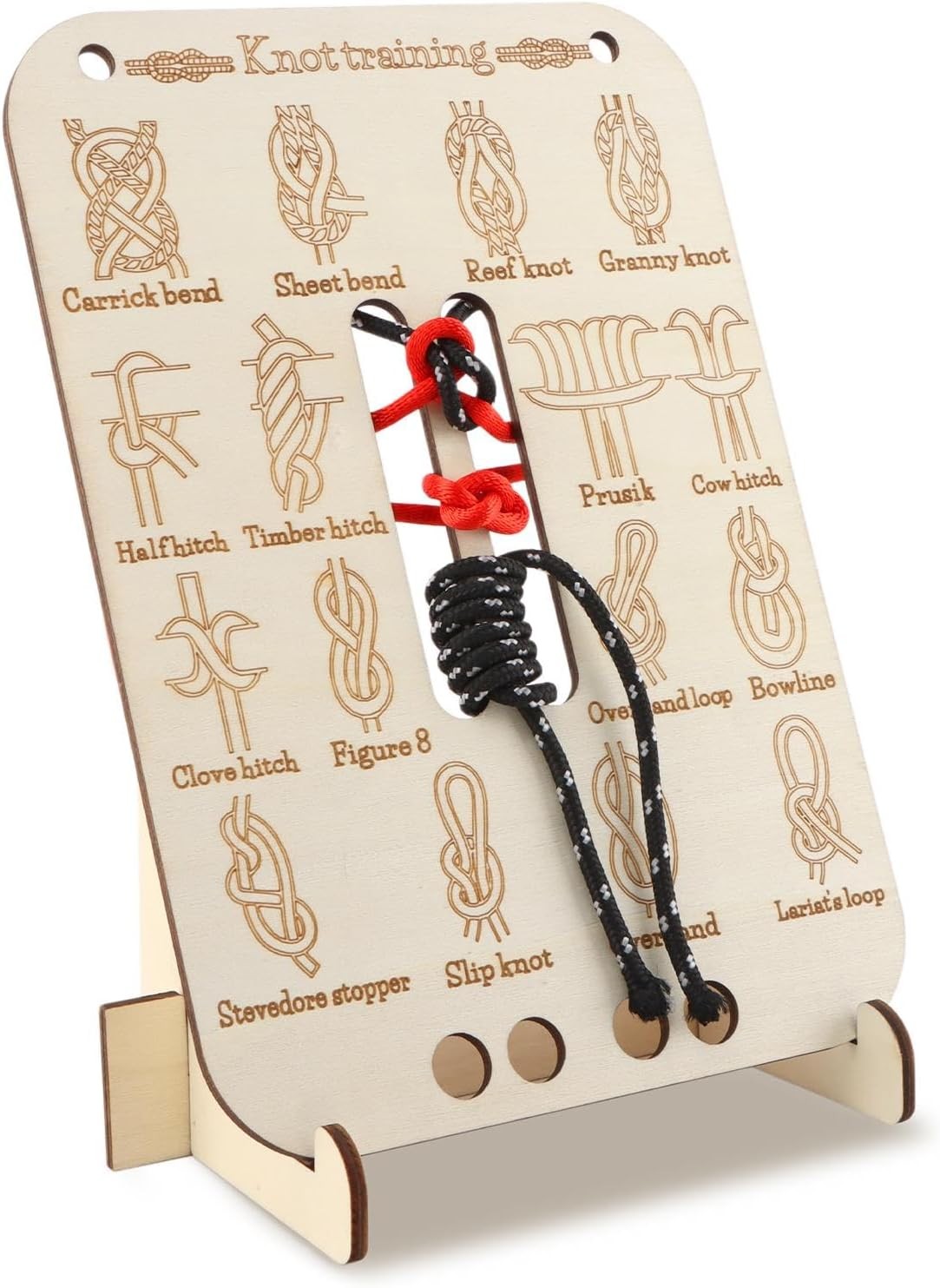 Learn Knot Training Board with 16 Knotting Methods – Wooden Knot Tying Kit for O